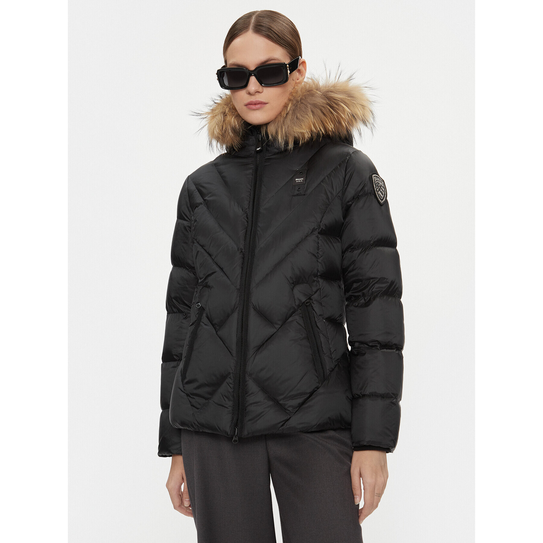 Blauer Пухено яке 23WBLDC03141 Черен Regular Fit - Pepit.bg
