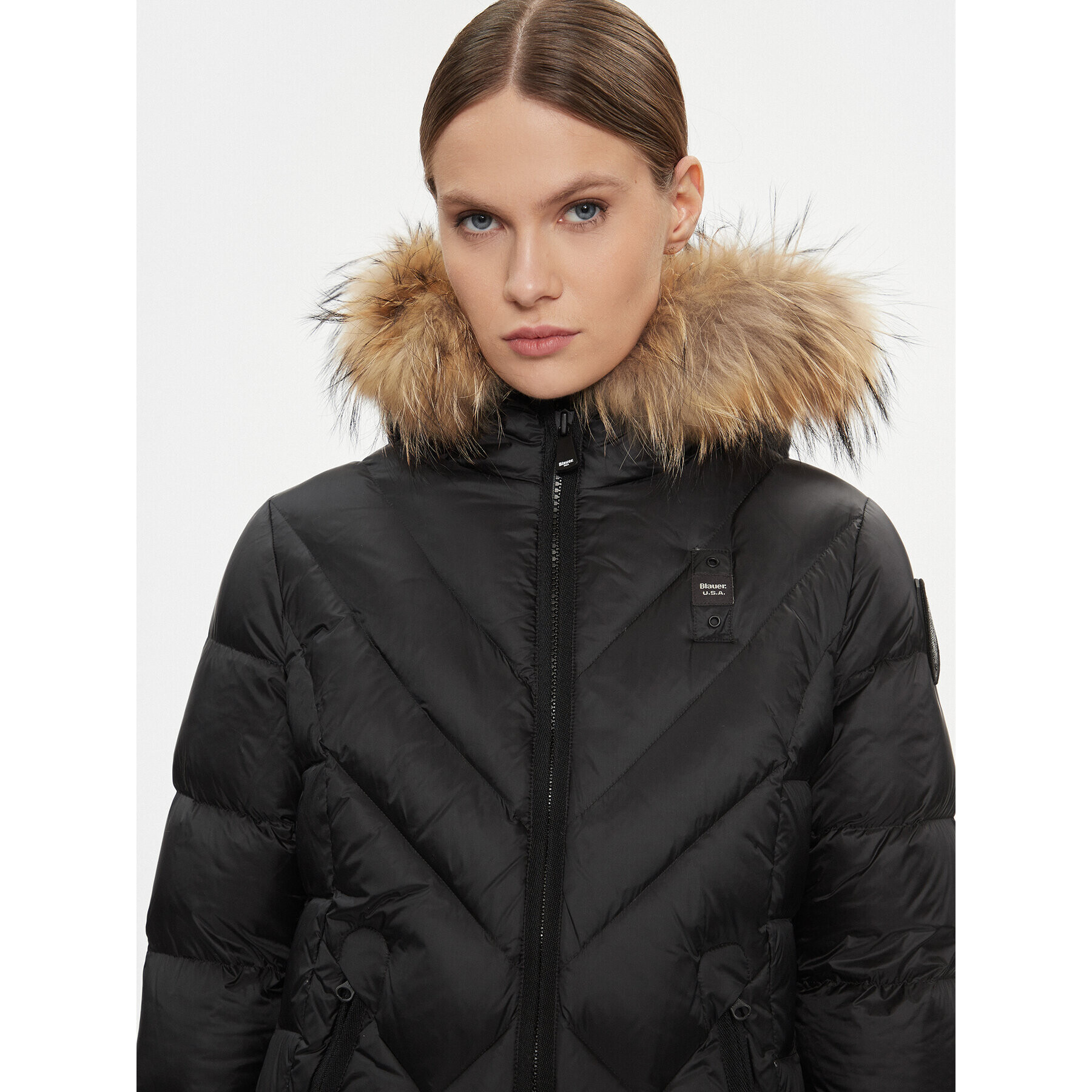 Blauer Пухено яке 23WBLDC03141 Черен Regular Fit - Pepit.bg