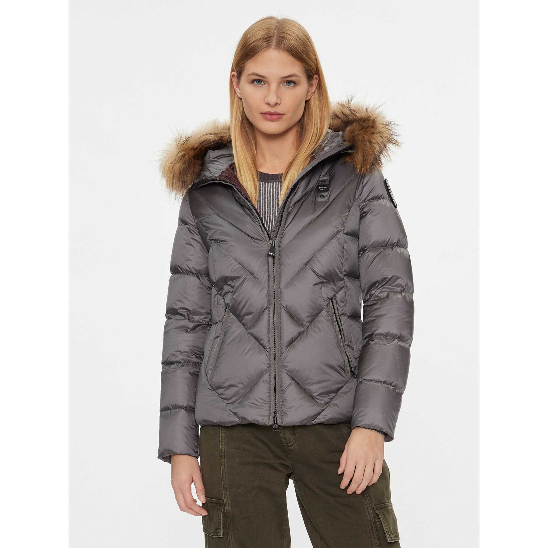 Blauer Пухено яке 23WBLDC03141 Сив Regular Fit - Pepit.bg