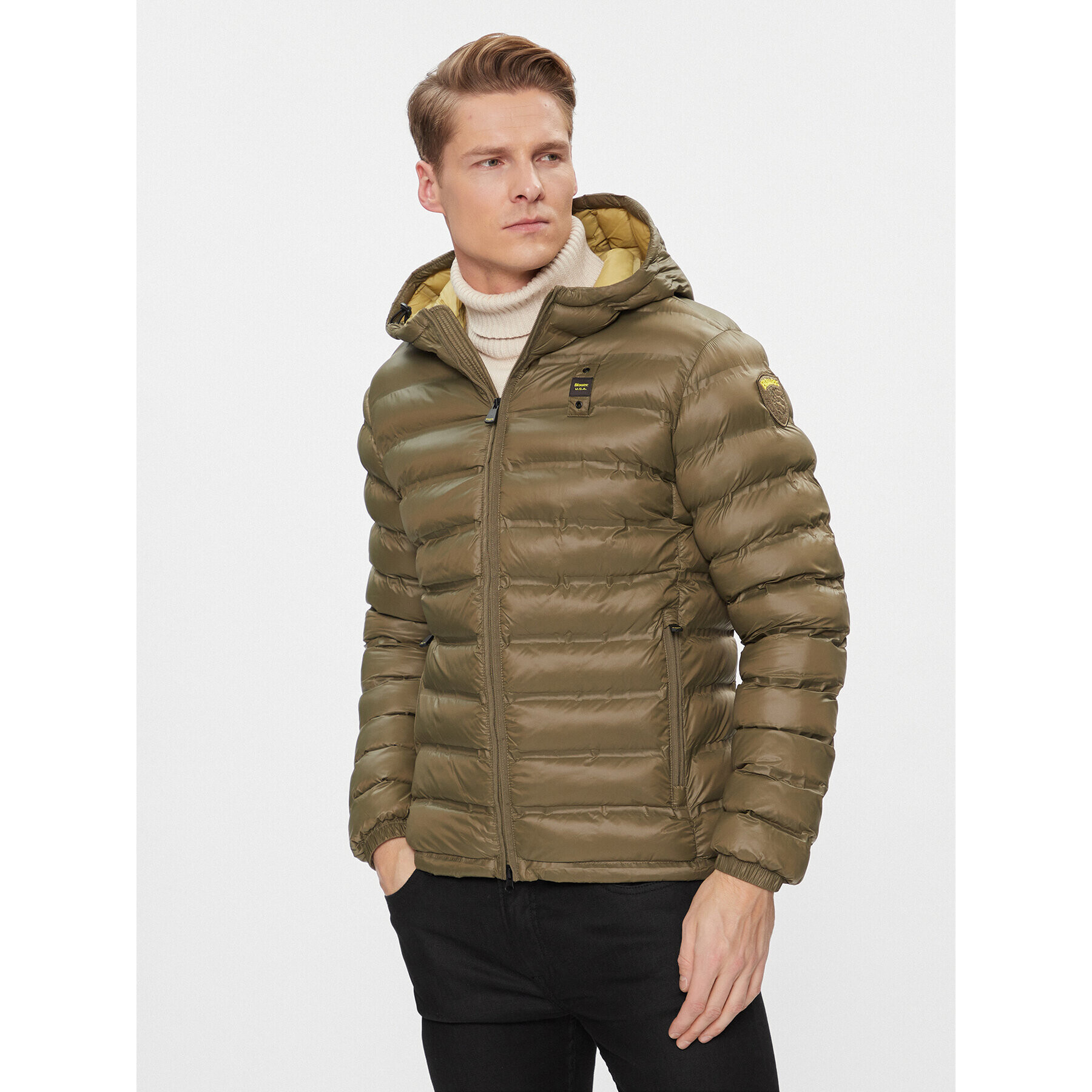 Blauer Пухено яке 23WBLUC02079 Зелен Regular Fit - Pepit.bg