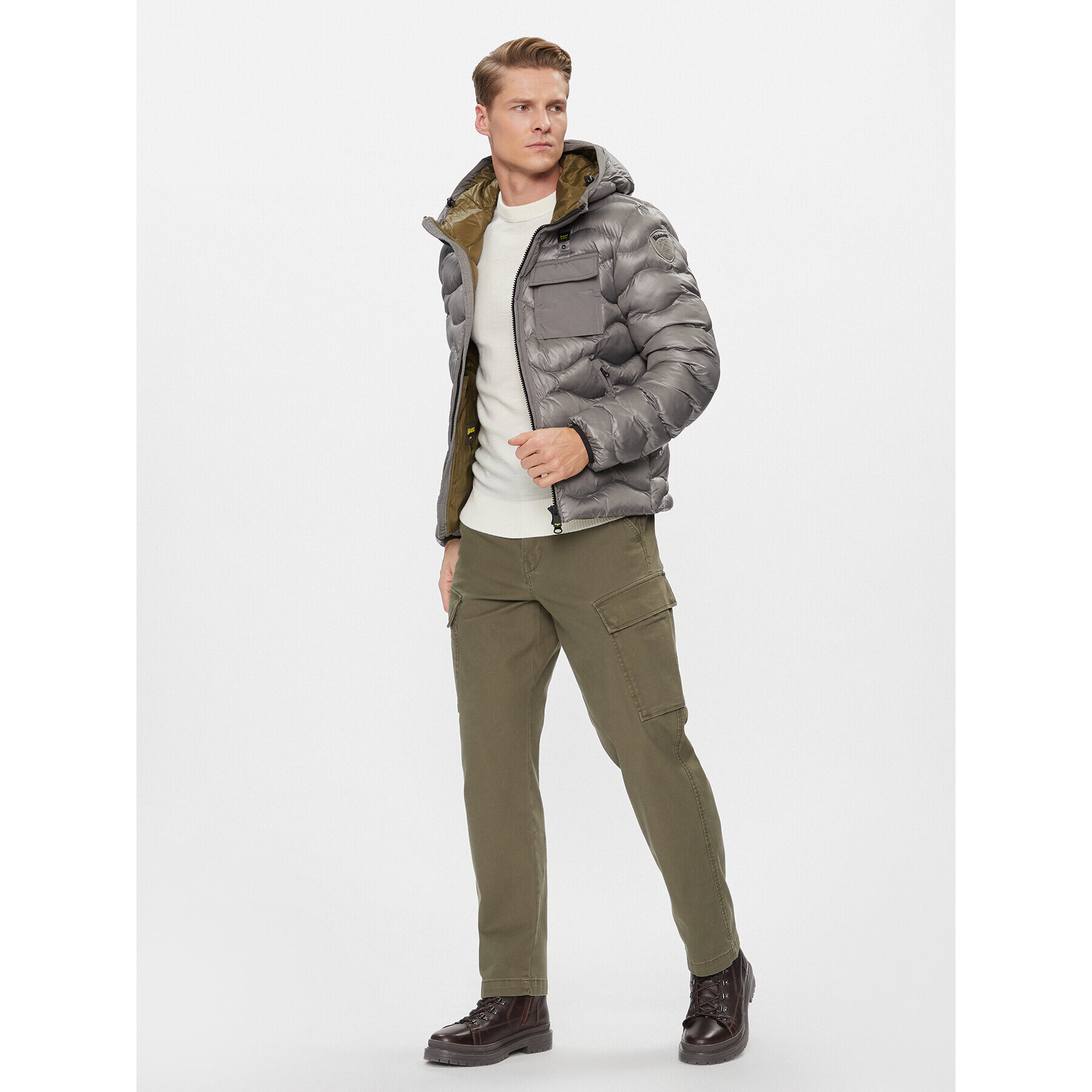 Blauer Пухено яке 23WBLUC02084 Сив Regular Fit - Pepit.bg