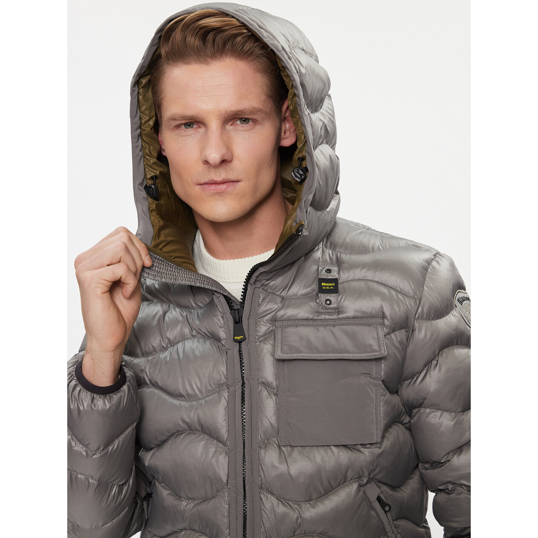 Blauer Пухено яке 23WBLUC02084 Сив Regular Fit - Pepit.bg