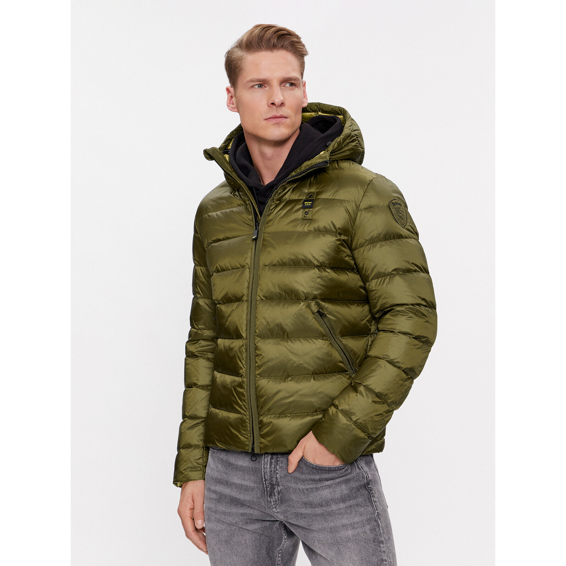 Blauer Пухено яке 23WBLUC03075 Зелен Regular Fit - Pepit.bg