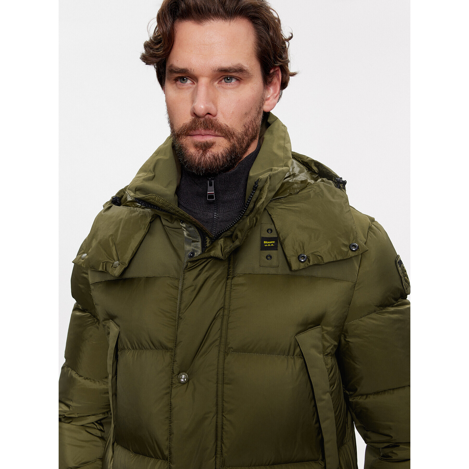 Blauer Пухено яке 23WBLUK03009 Зелен Regular Fit - Pepit.bg