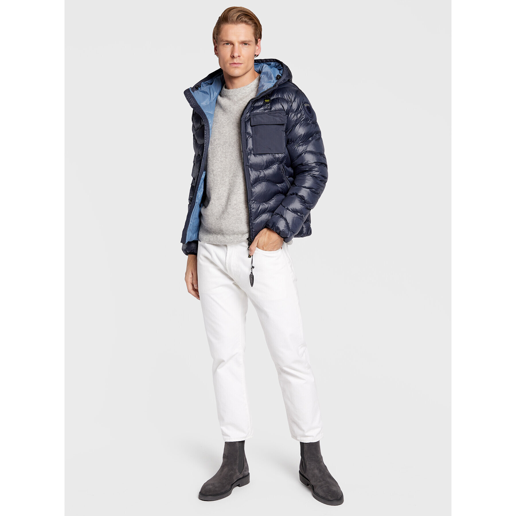 Blauer Пухено яке Andy BLUC02143 005958 Тъмносин Regular Fit - Pepit.bg