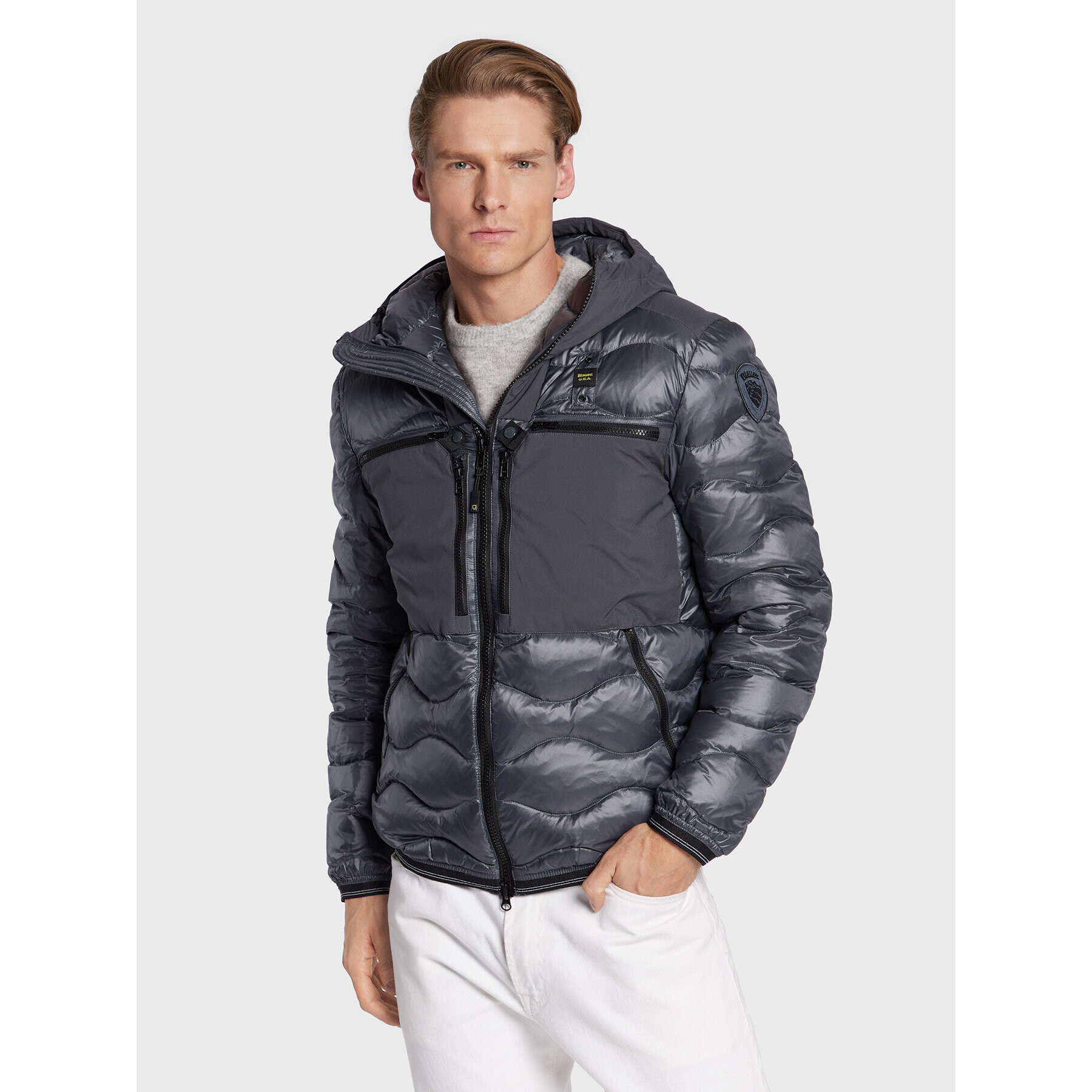 Blauer Пухено яке BLUC03013 006355 Сив Regular Fit - Pepit.bg