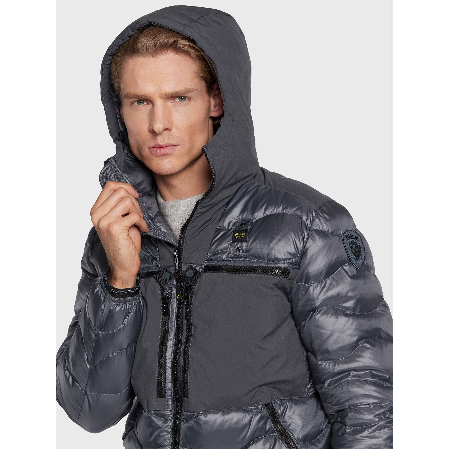 Blauer Пухено яке BLUC03013 006355 Сив Regular Fit - Pepit.bg