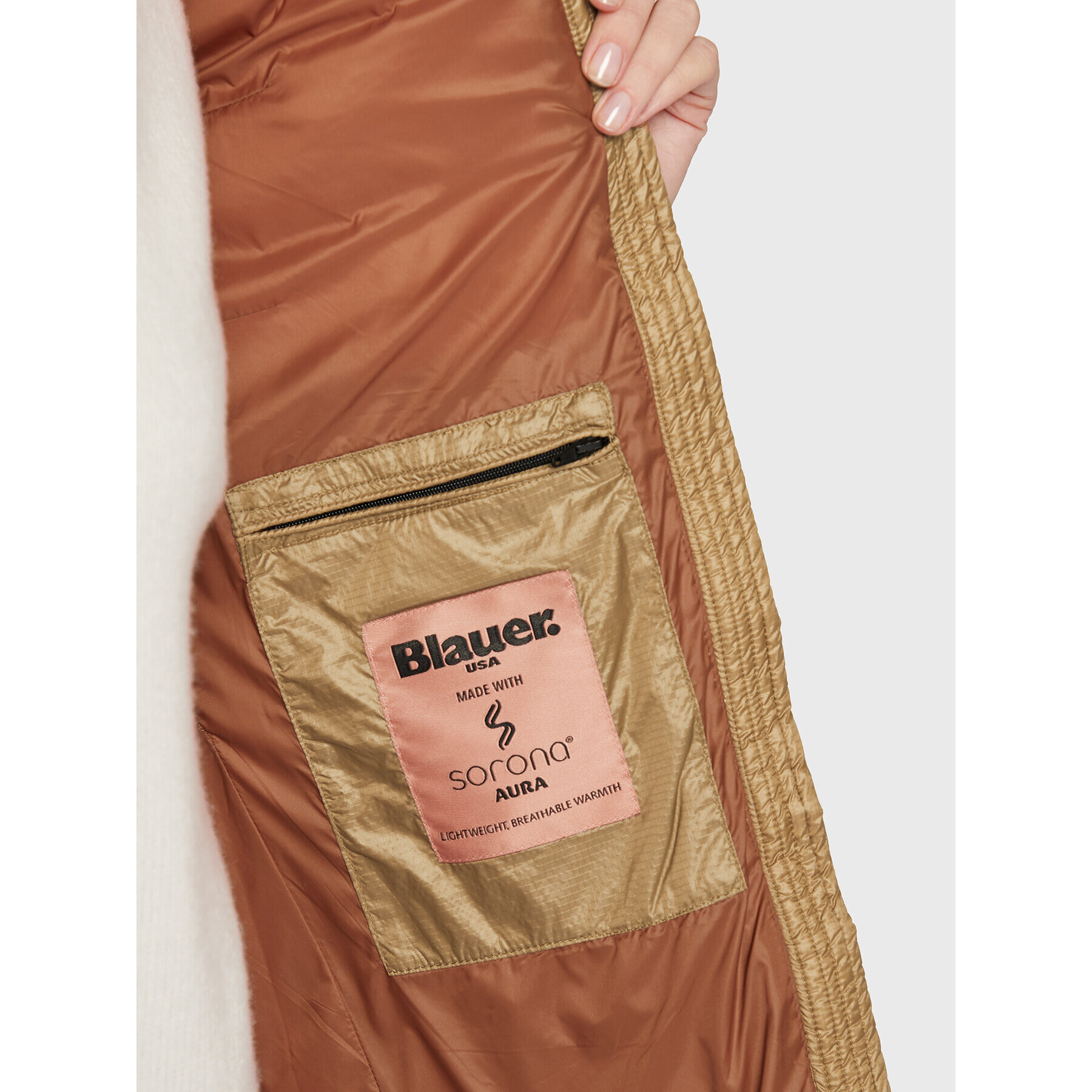 Blauer Пухено яке Lena BLDK02146 005958 Бежов Regular Fit - Pepit.bg