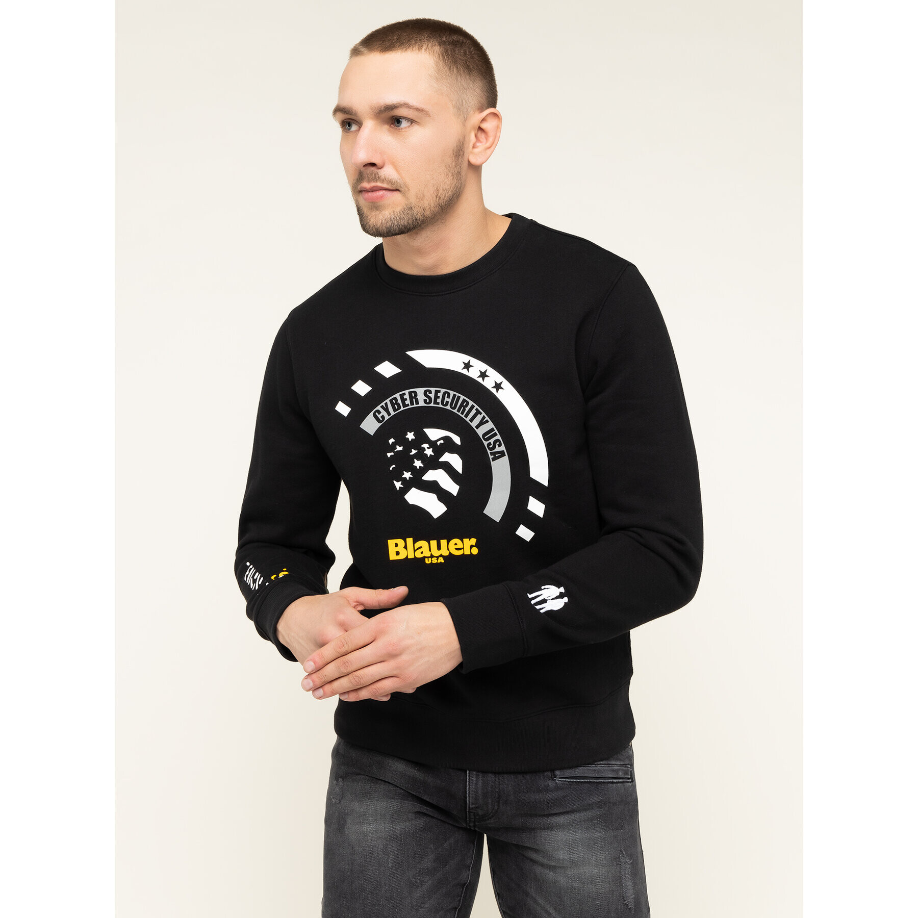 Blauer Суитшърт Crew Neck 19WBLUF03157 005504 Черен Regular Fit - Pepit.bg