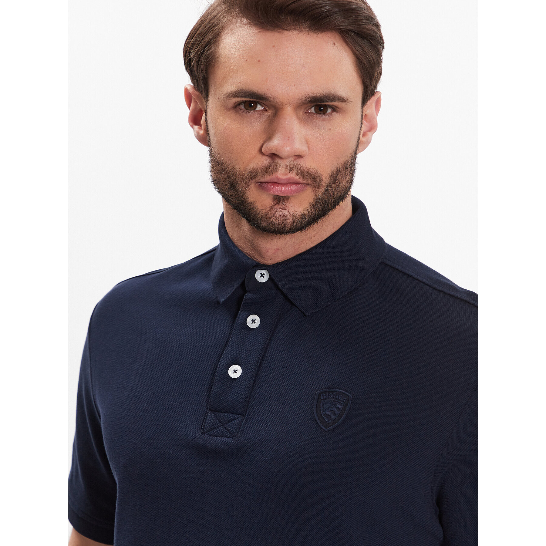 Blauer Тениска с яка и копчета 23SBLUT02348 Син Regular Fit - Pepit.bg