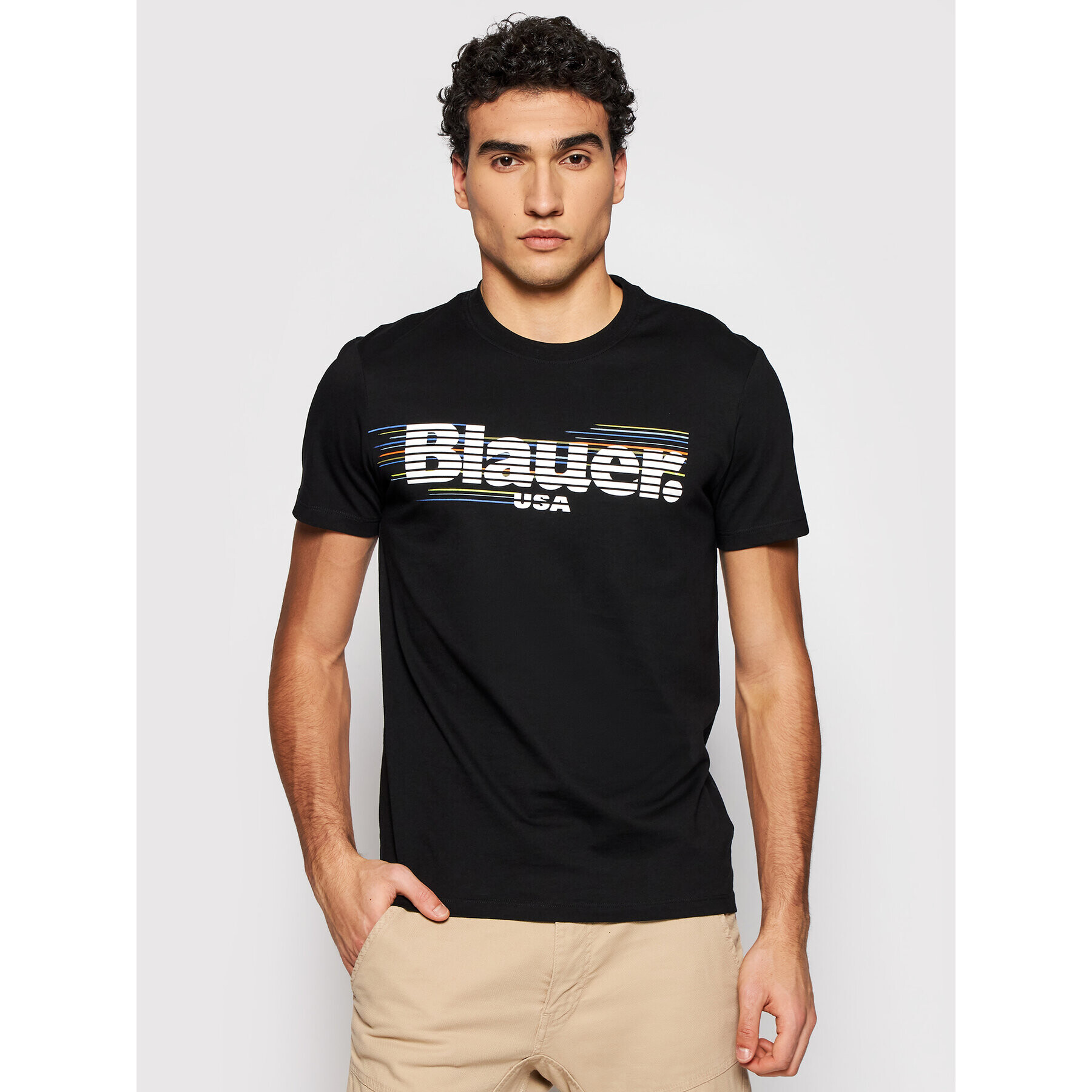 Blauer Тишърт Striped 21SBLUH02334 004547 Черен Regular Fit - Pepit.bg