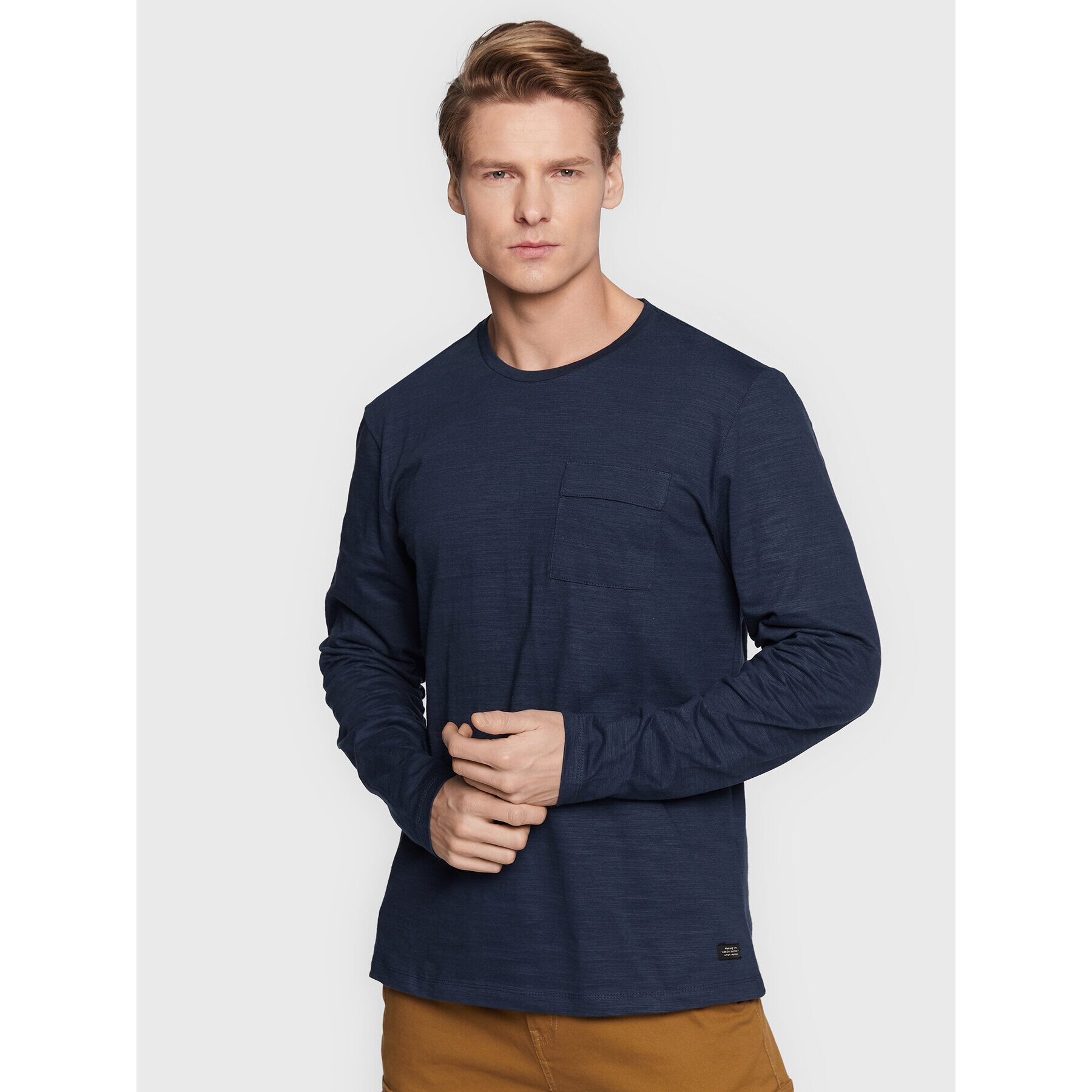 Blend Тениска с дълъг ръкав 20714549 Тъмносин Regular Fit - Pepit.bg