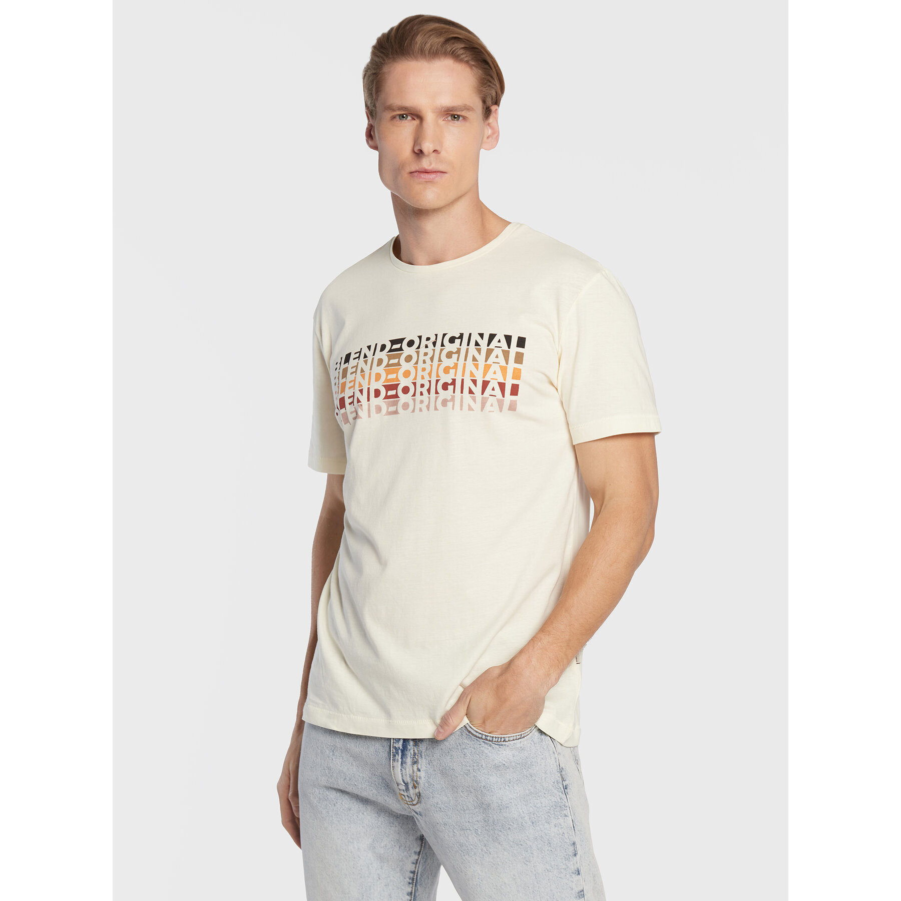 Blend Тишърт 20714255 Екрю Regular Fit - Pepit.bg