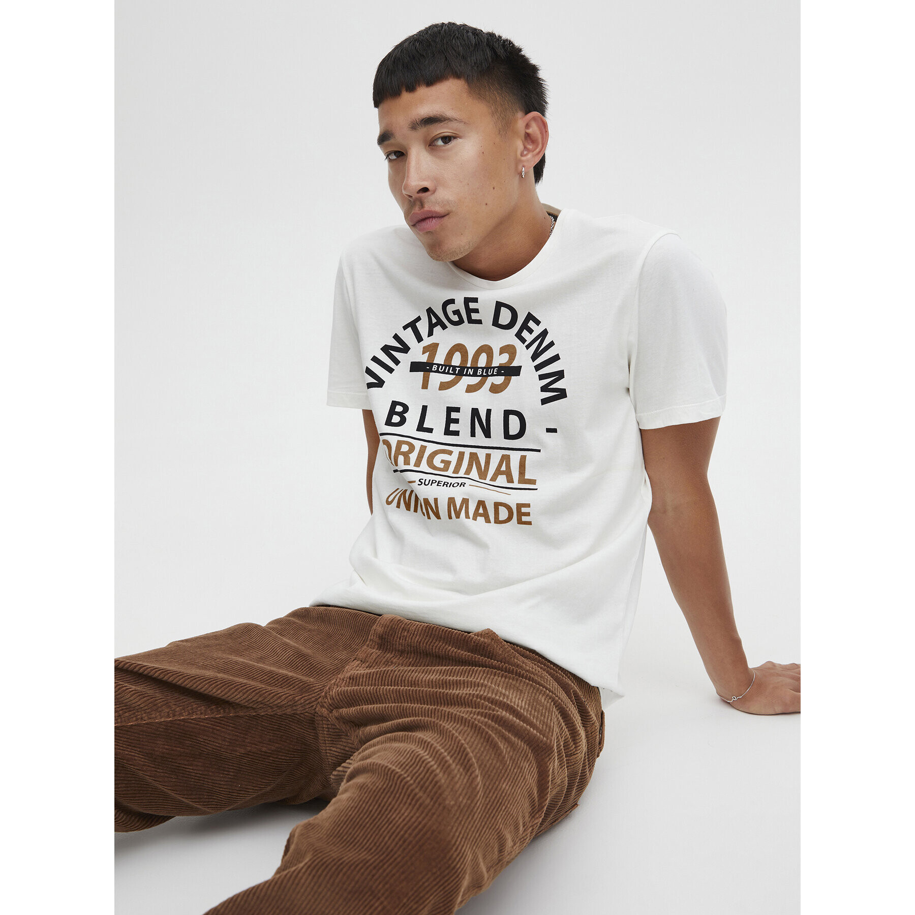 Blend Тишърт 20715749 Бял Regular Fit - Pepit.bg