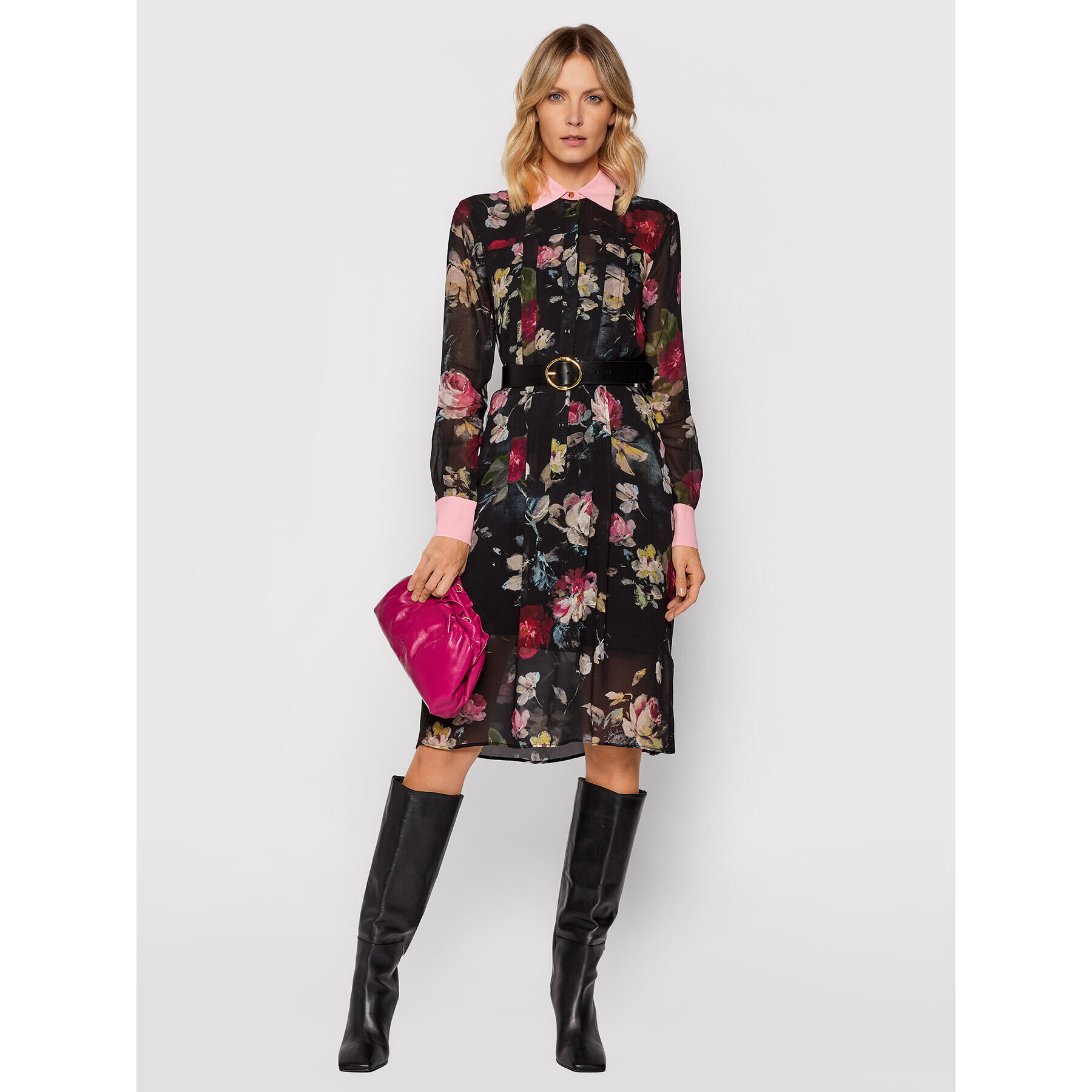 Blugirl Blumarine Рокля тип риза RH1239-T8563 Черен Regular Fit - Pepit.bg