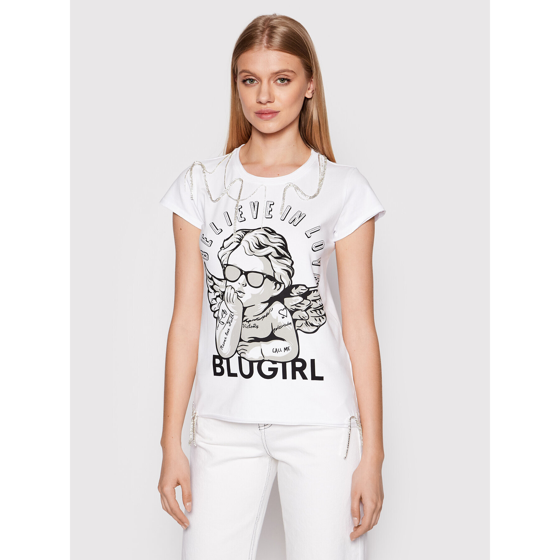 Blugirl Blumarine Тишърт RA2185-J6450 Бял Regular Fit - Pepit.bg