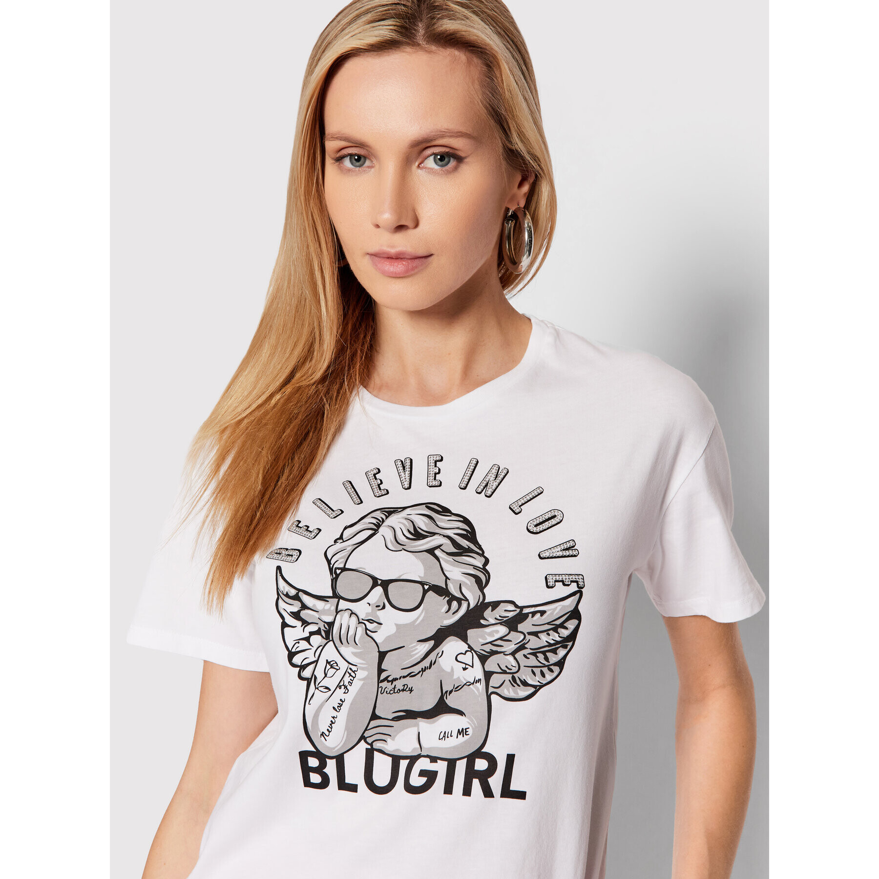 Blugirl Blumarine Тишърт RA2232 J5972 Бял Relaxed Fit - Pepit.bg