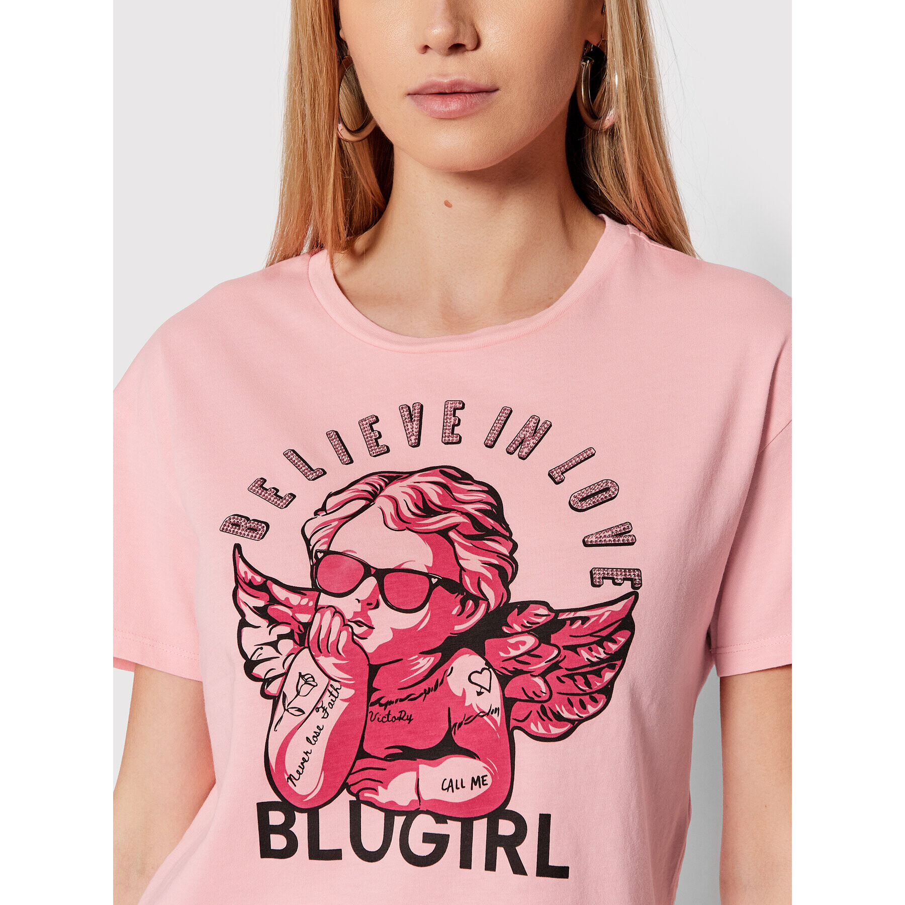 Blugirl Blumarine Тишърт RA2232 J5972 Розов Relaxed Fit - Pepit.bg