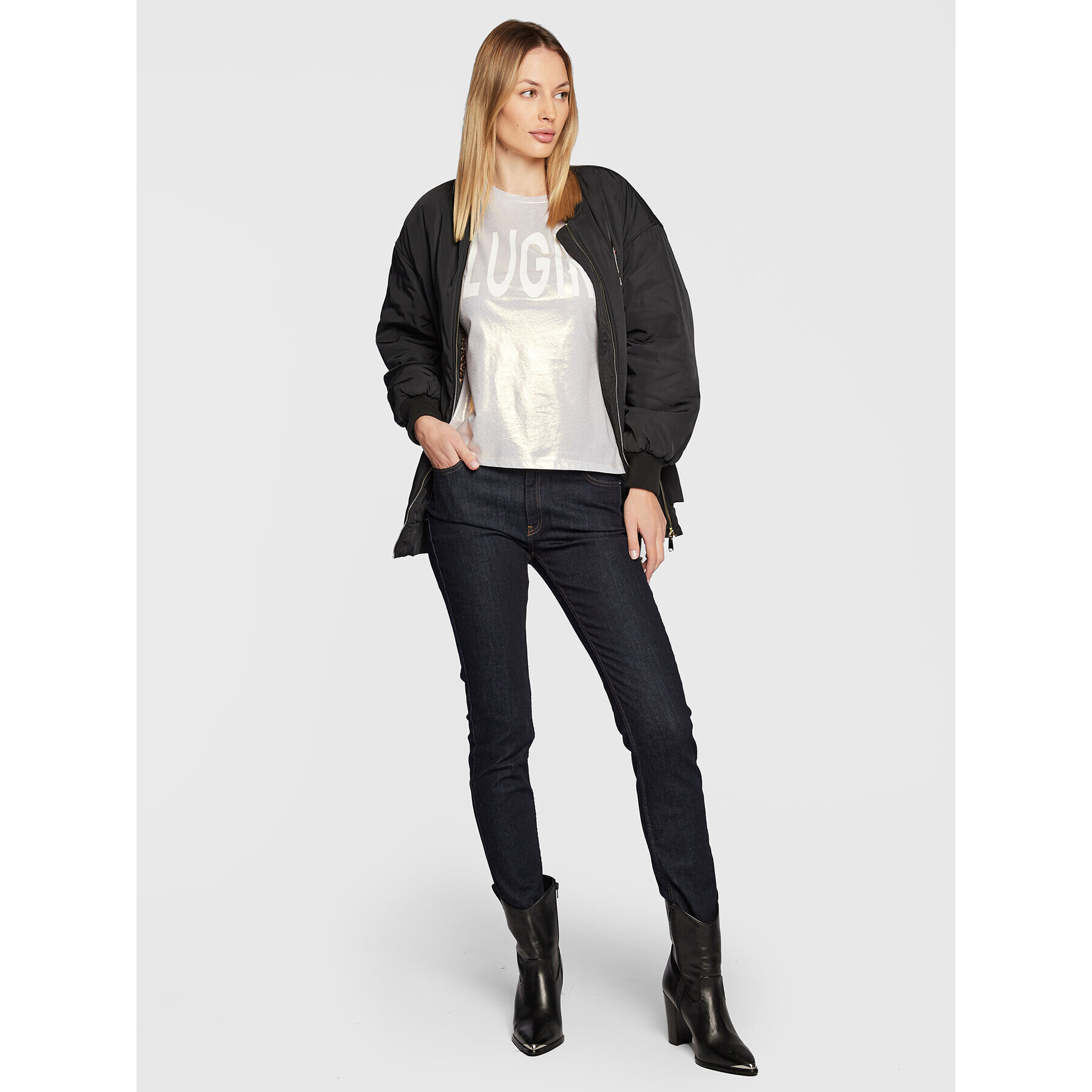 Blugirl Blumarine Тишърт RF2213-J6559 Сребрист Regular Fit - Pepit.bg