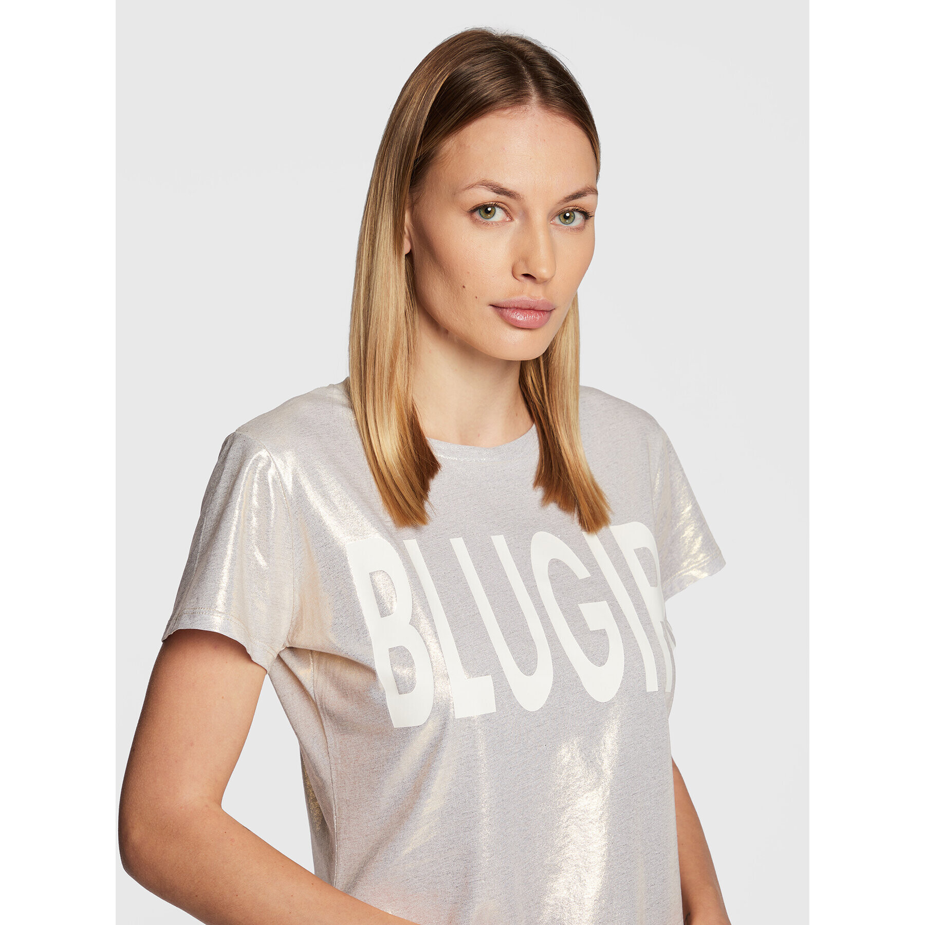 Blugirl Blumarine Тишърт RF2213-J6559 Сребрист Regular Fit - Pepit.bg