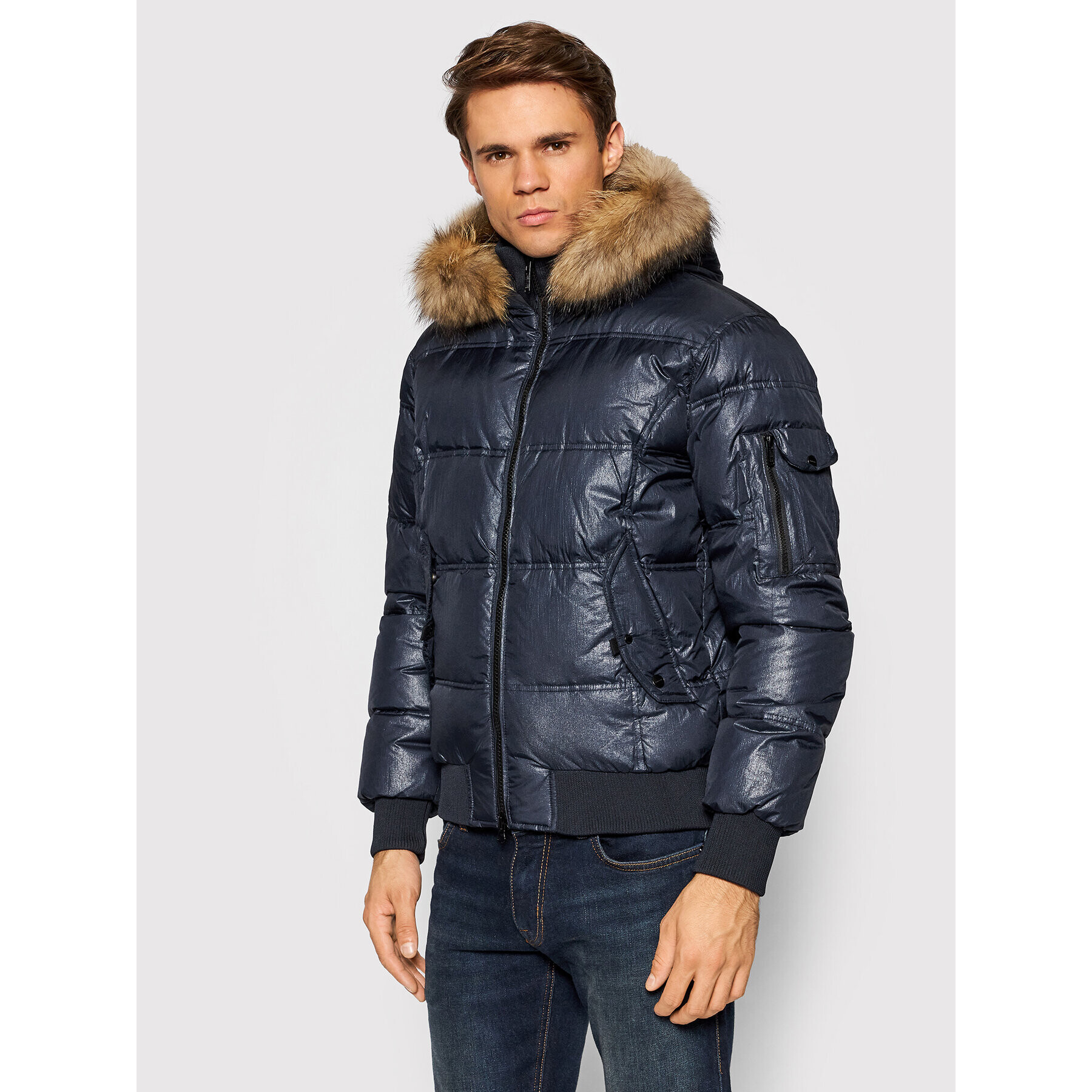 Bomboogie Пухено яке JM 603P T MTL Тъмносин Regular Fit - Pepit.bg
