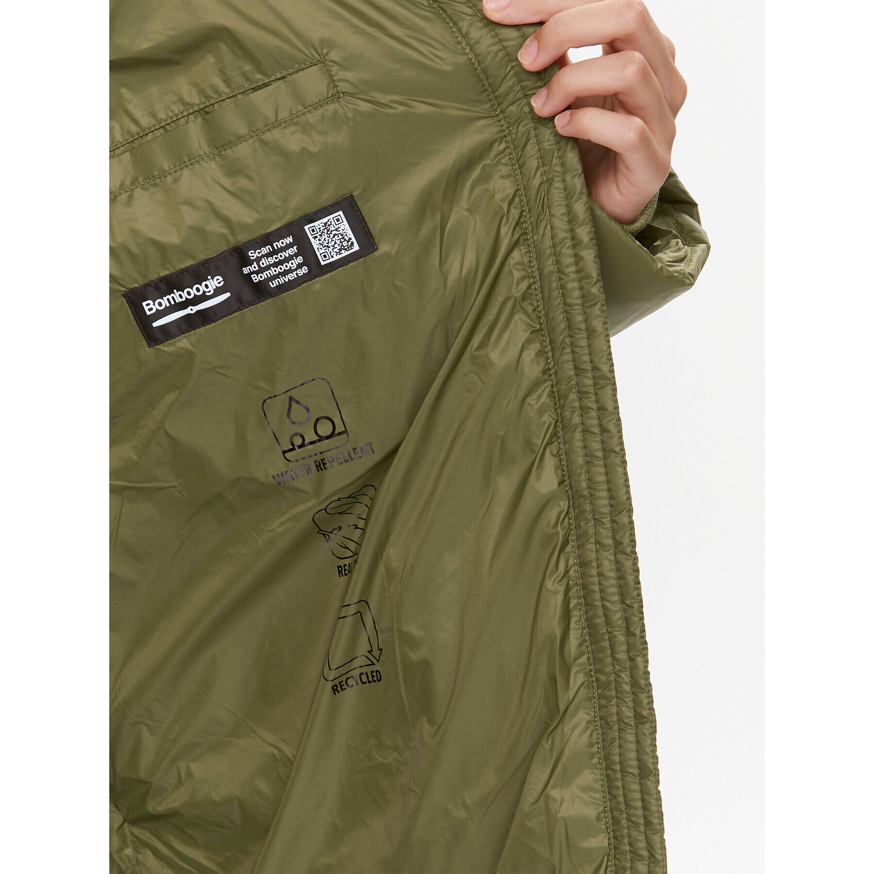 Bomboogie Пухено яке CW 8082 T MNA3 Зелен Relaxed Fit - Pepit.bg