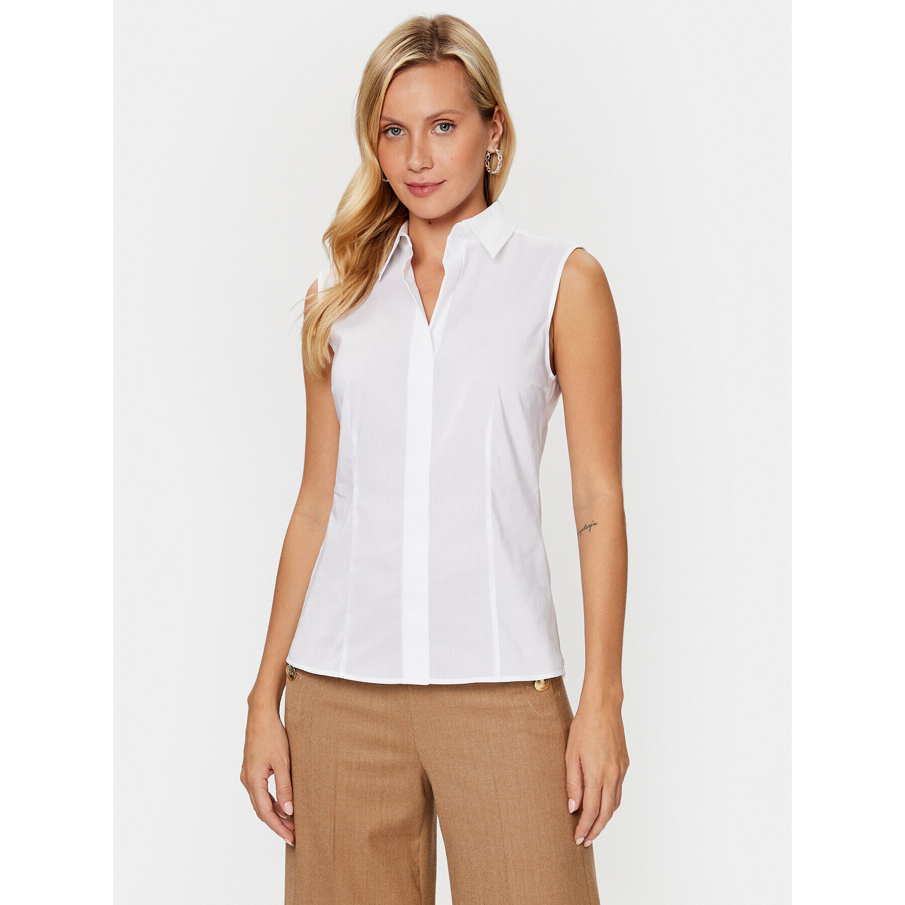 Boss Блуза 50490066 Бял Slim Fit - Pepit.bg