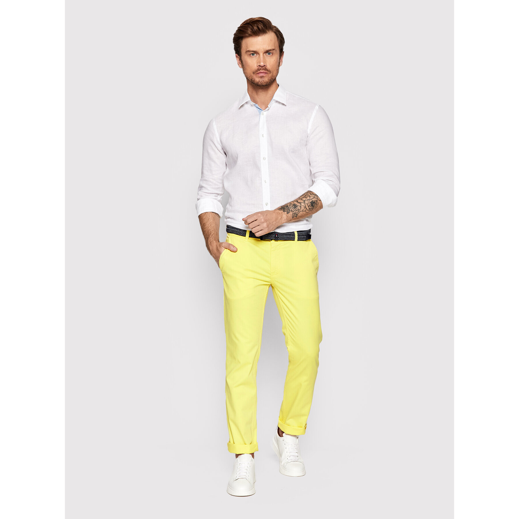 Boss Чино панталони Schino D 50470813 Жълт Slim Fit - Pepit.bg