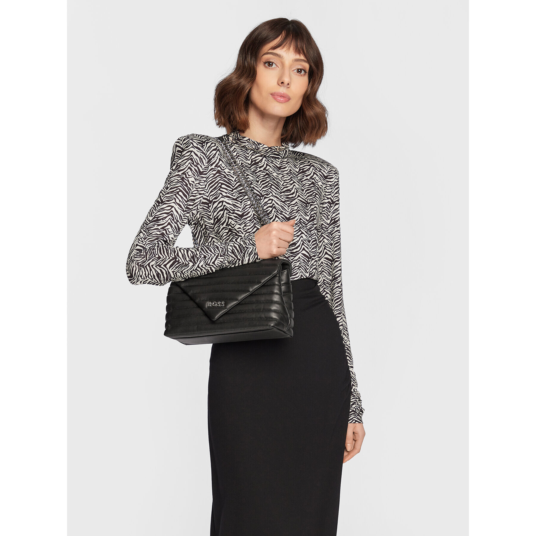 Boss Дамска чанта Ayla Shoulder Bag 50487509 Черен - Pepit.bg