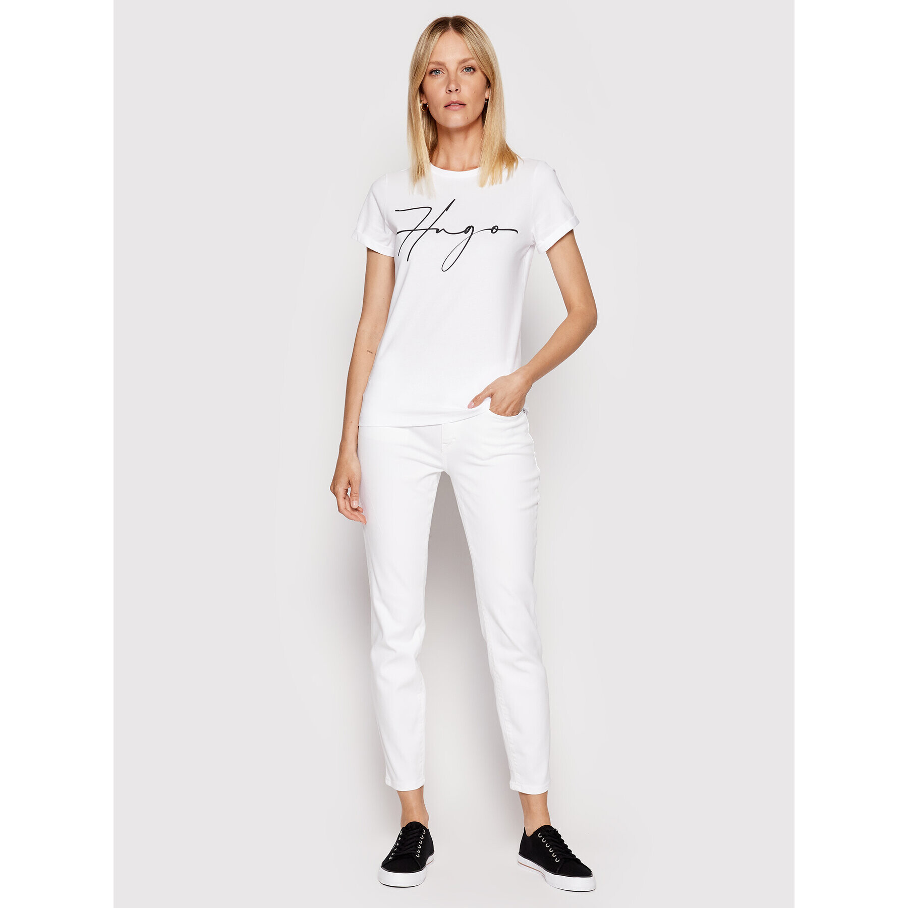 Boss Дънки Crop 2.0 50468697 Бял Slim Fit - Pepit.bg