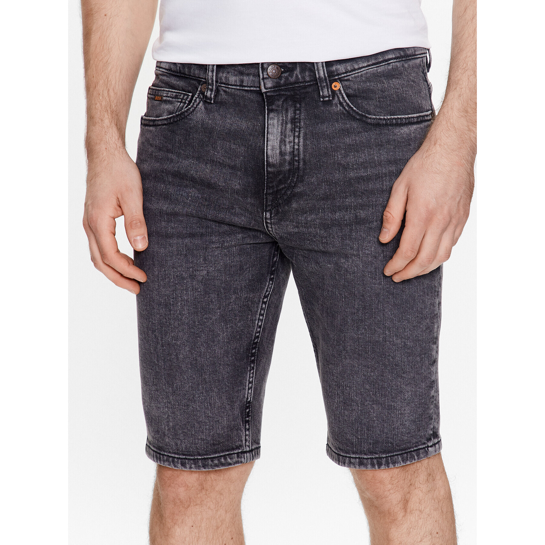 Boss Дънкови шорти Delaware 50488630 Сив Slim Fit - Pepit.bg