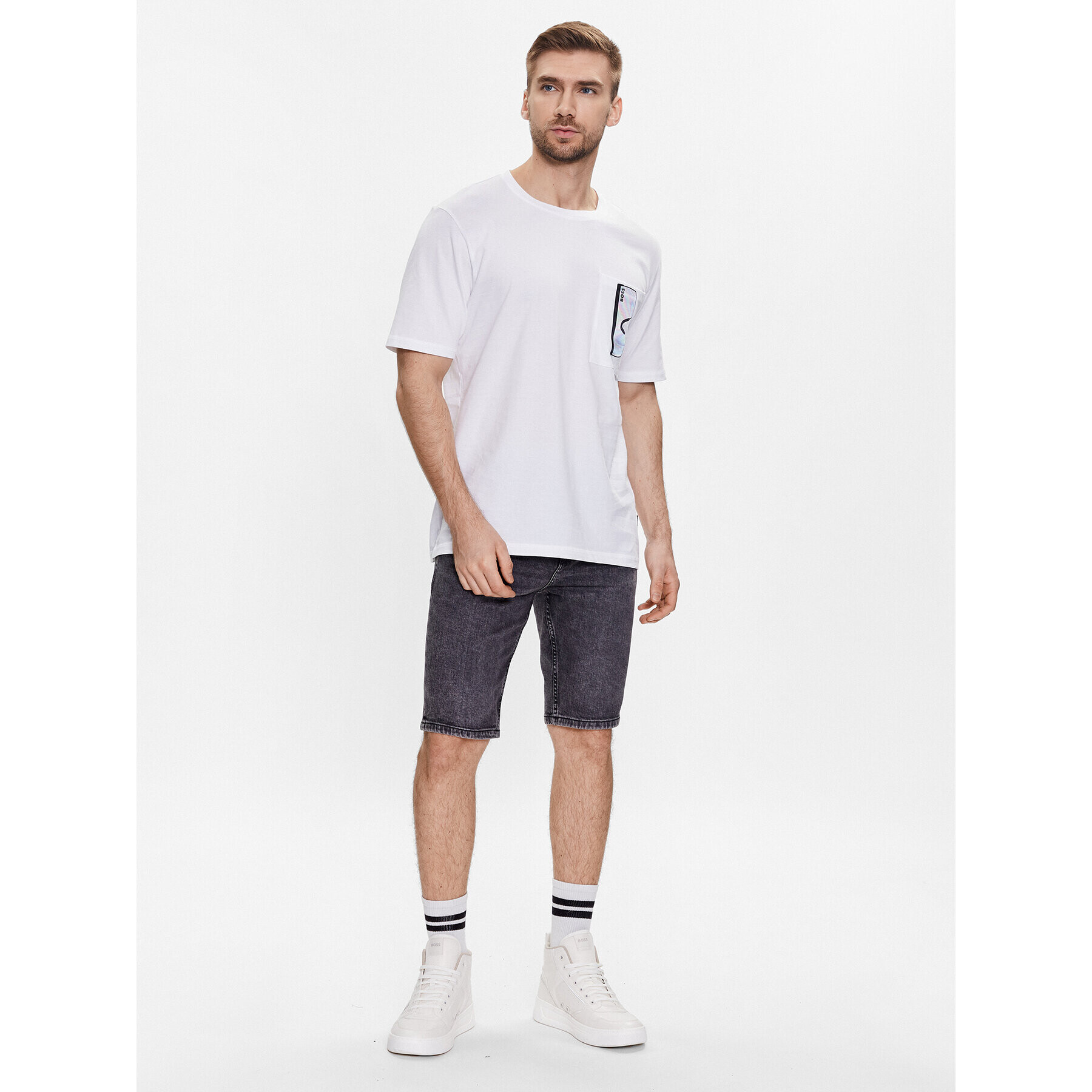 Boss Дънкови шорти Delaware 50488630 Сив Slim Fit - Pepit.bg