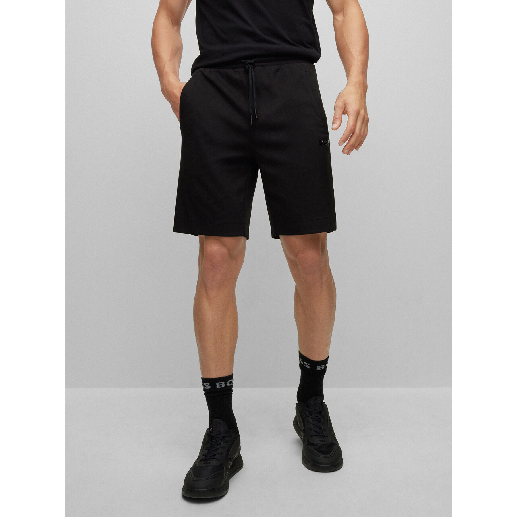 Boss Спортни шорти Headlo Mirror 50486858 Черен Regular Fit - Pepit.bg