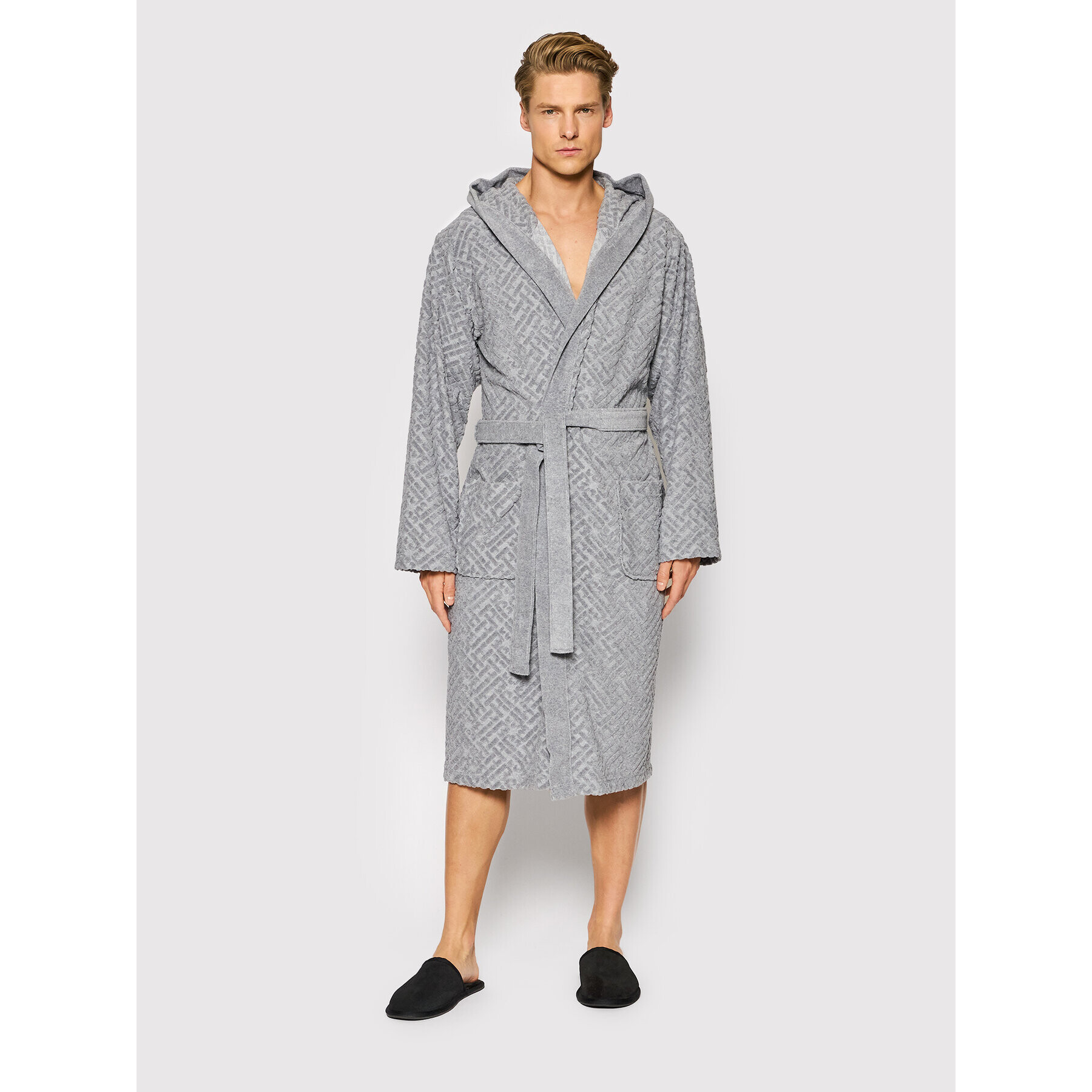 Boss Халат Logo Terry Robe 50460341 Сив - Pepit.bg