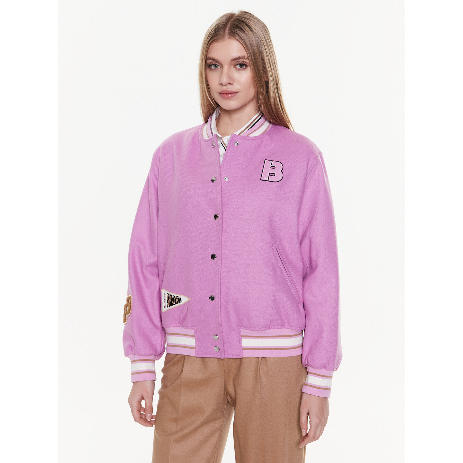 Boss Яке бомбър 50483272 Розов Relaxed Fit - Pepit.bg