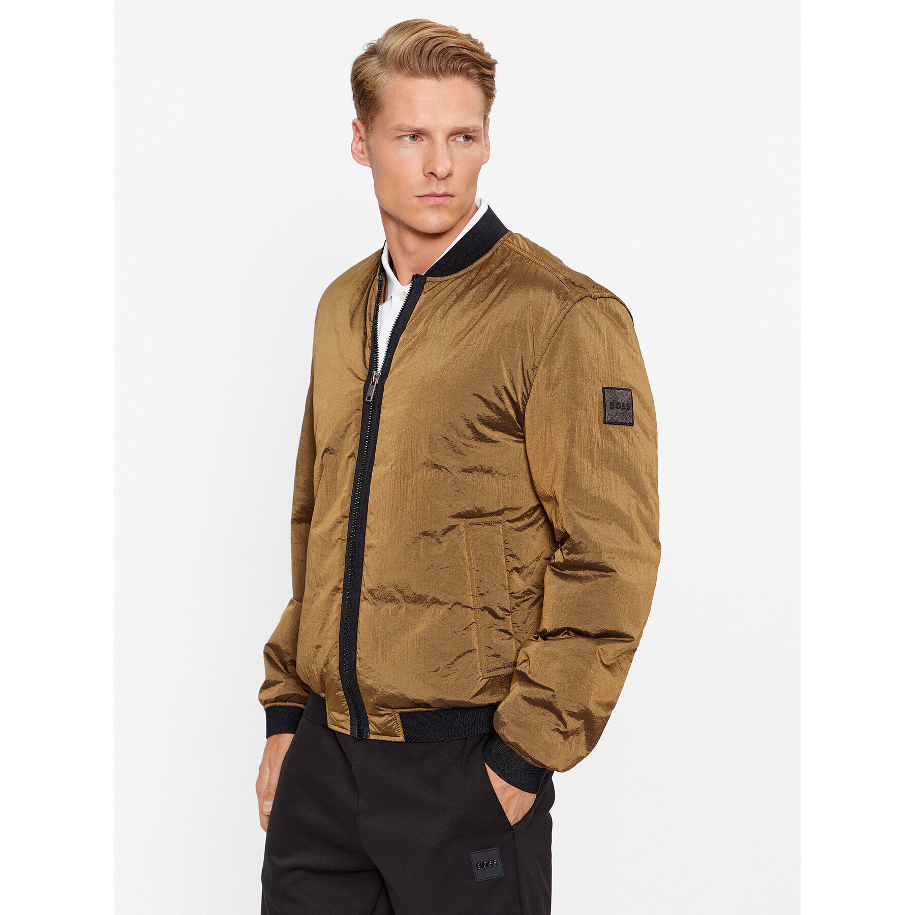 Boss Яке бомбър Overse 50496479 Кафяв Regular Fit - Pepit.bg