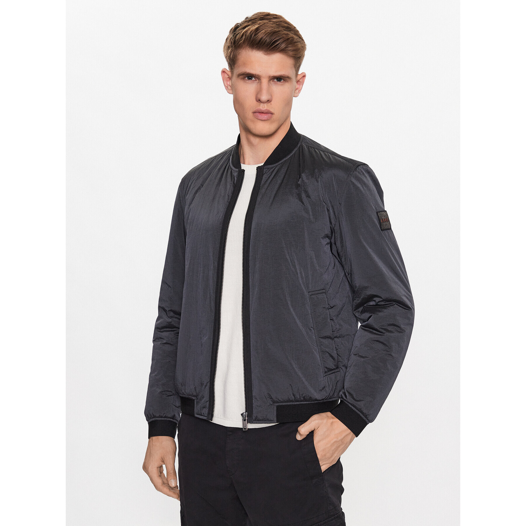 Boss Яке бомбър Overse 50496479 Сив Regular Fit - Pepit.bg