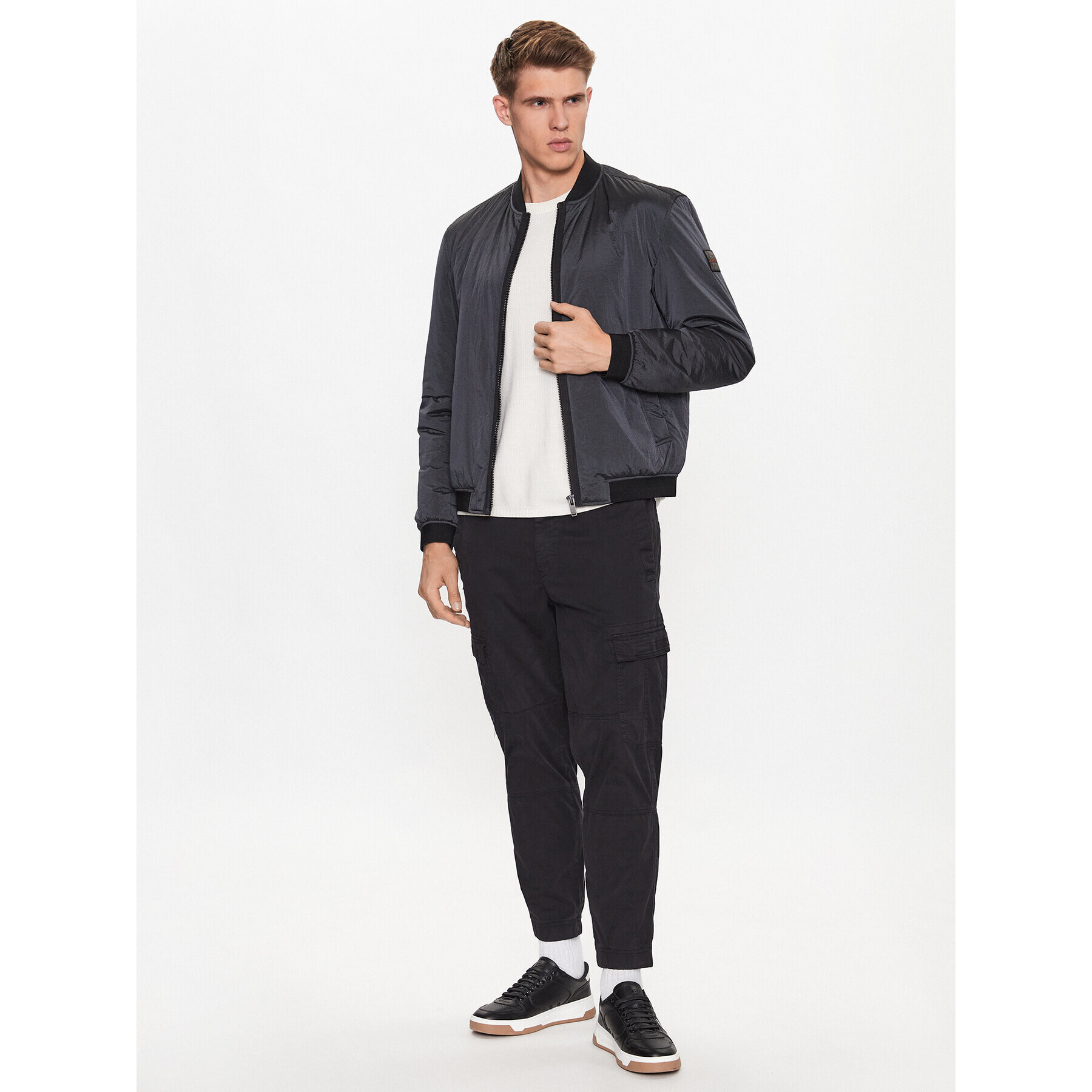 Boss Яке бомбър Overse 50496479 Сив Regular Fit - Pepit.bg