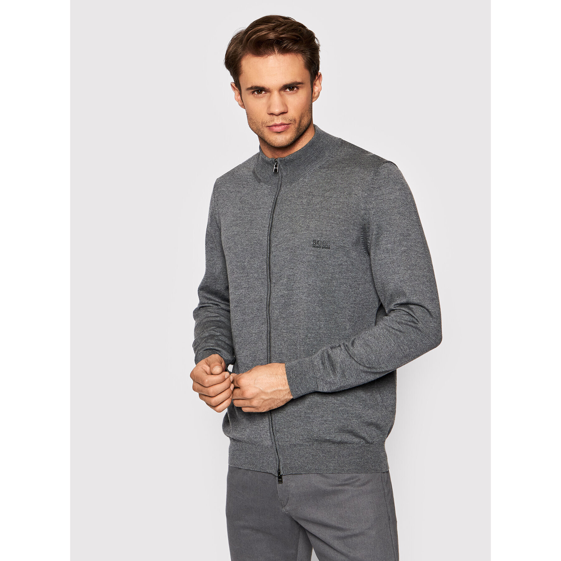 Boss Кардиган Balonso-L 50435451 Сив Regular Fit - Pepit.bg