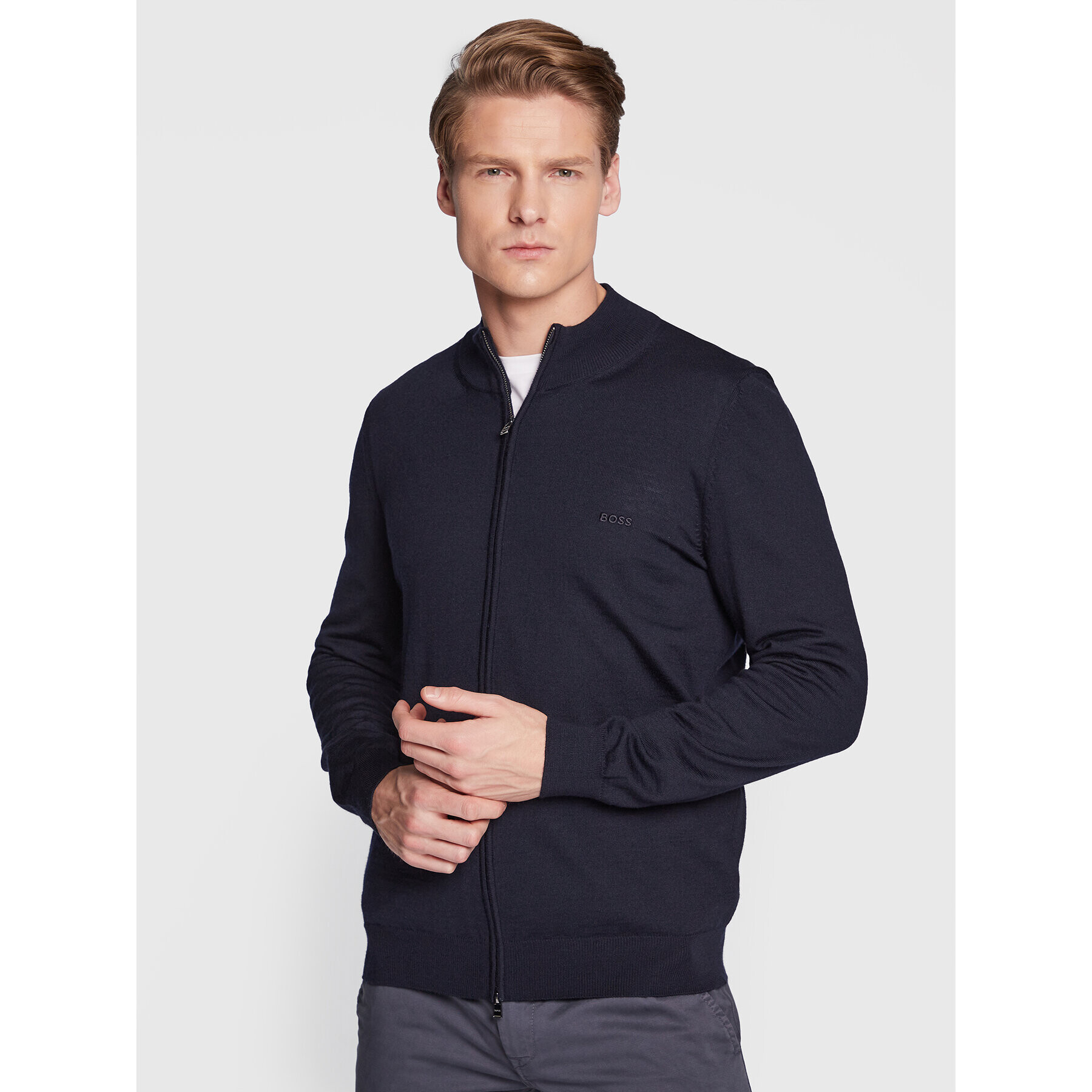 Boss Кардиган Balonso_L 50476347 Тъмносин Regular Fit - Pepit.bg