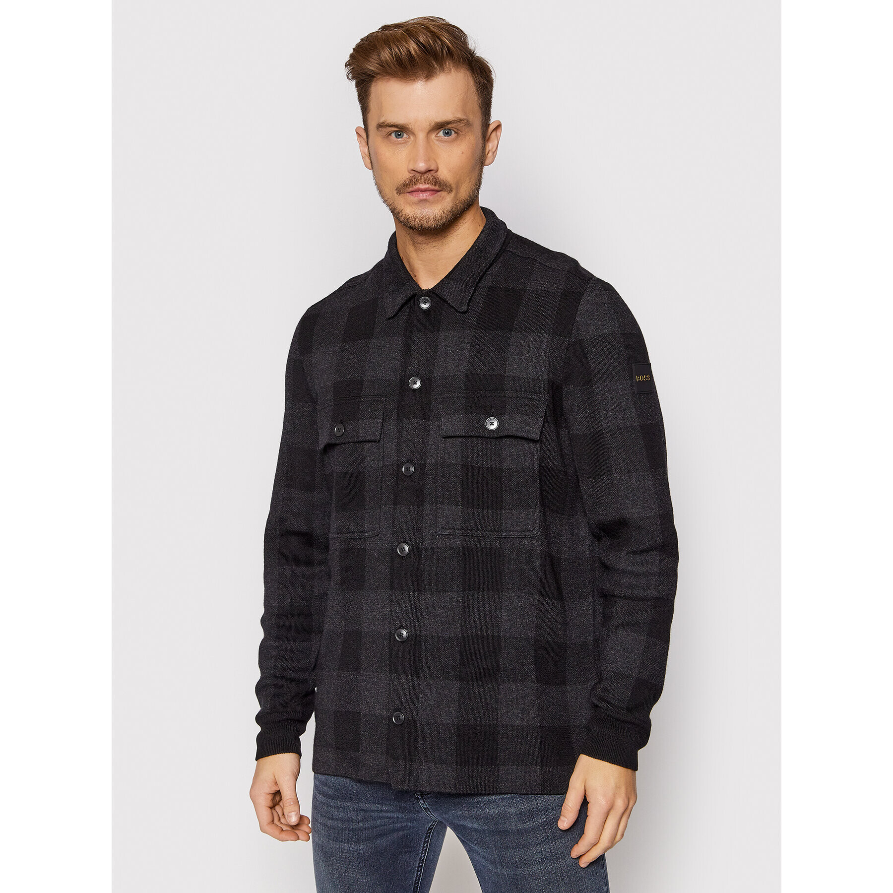 Boss Кардиган Klovel 50455880 Черен Relaxed Fit - Pepit.bg