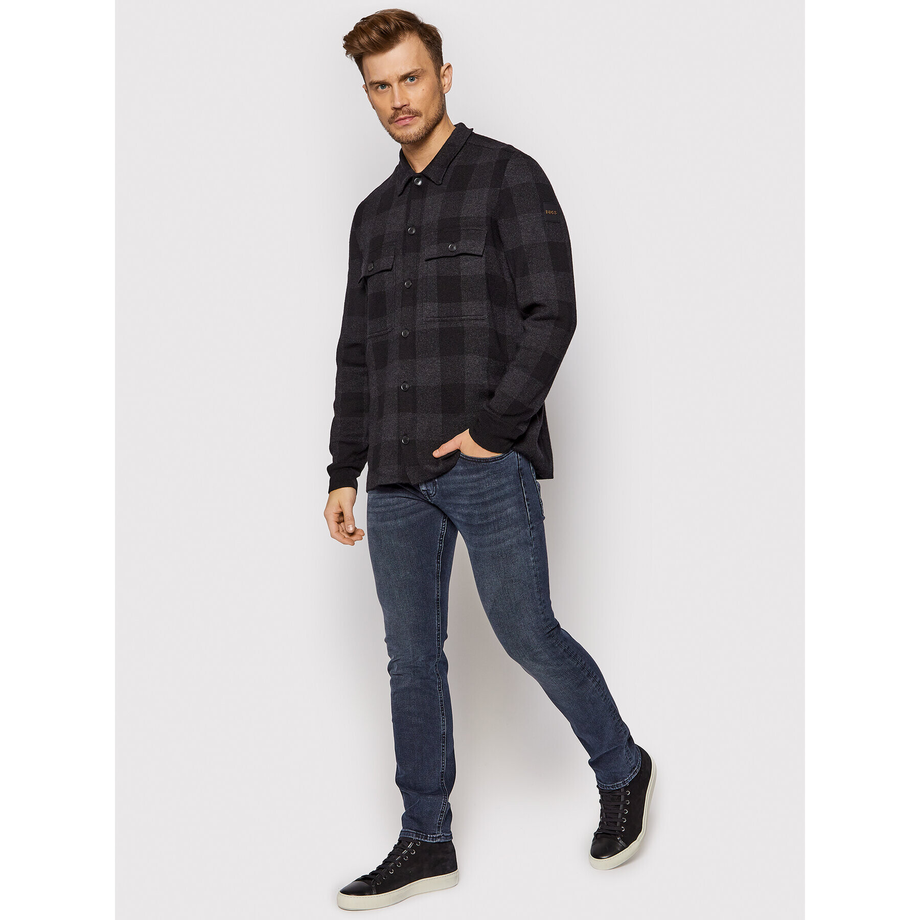 Boss Кардиган Klovel 50455880 Черен Relaxed Fit - Pepit.bg