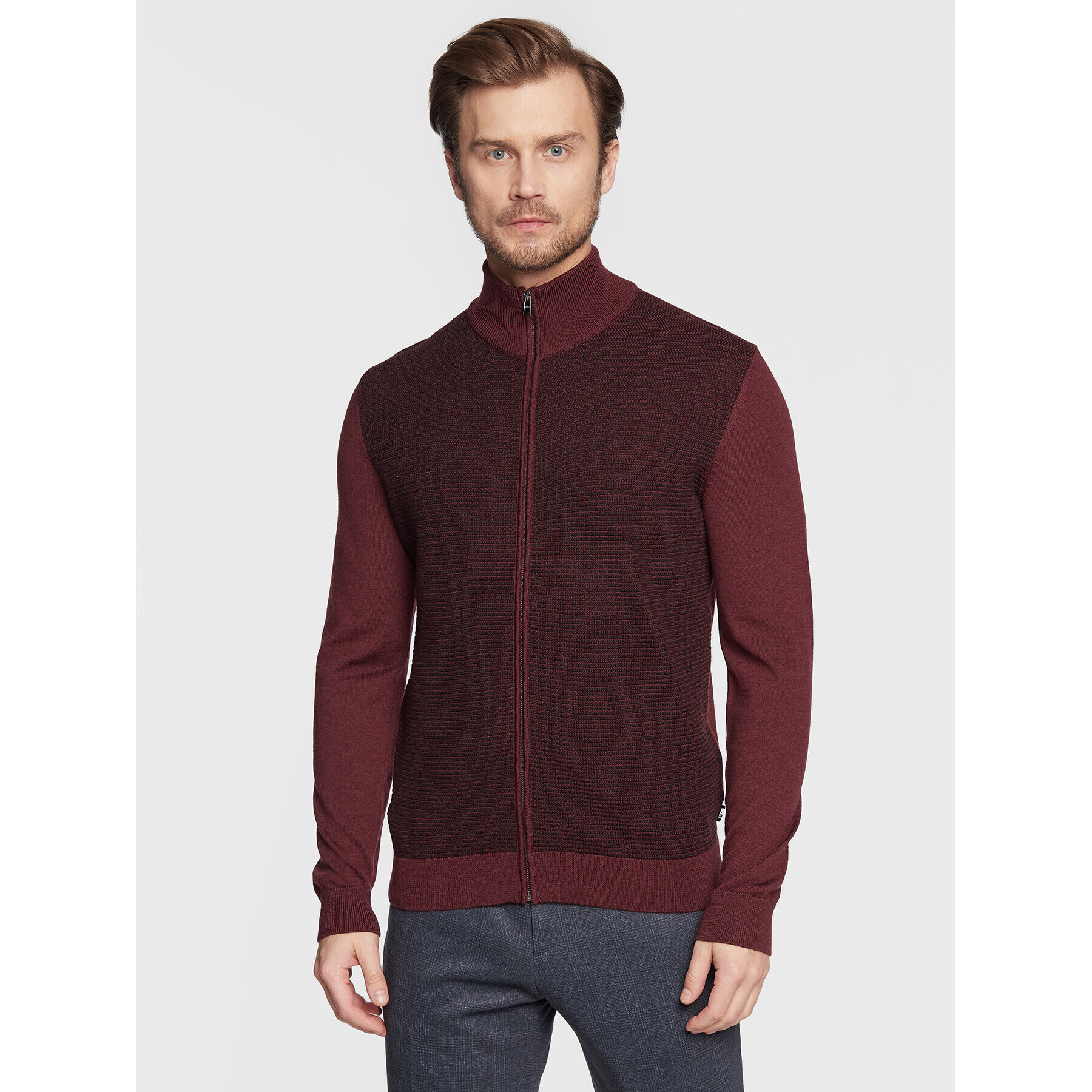 Boss Кардиган Ladriano 50477364 Бордо Regular Fit - Pepit.bg