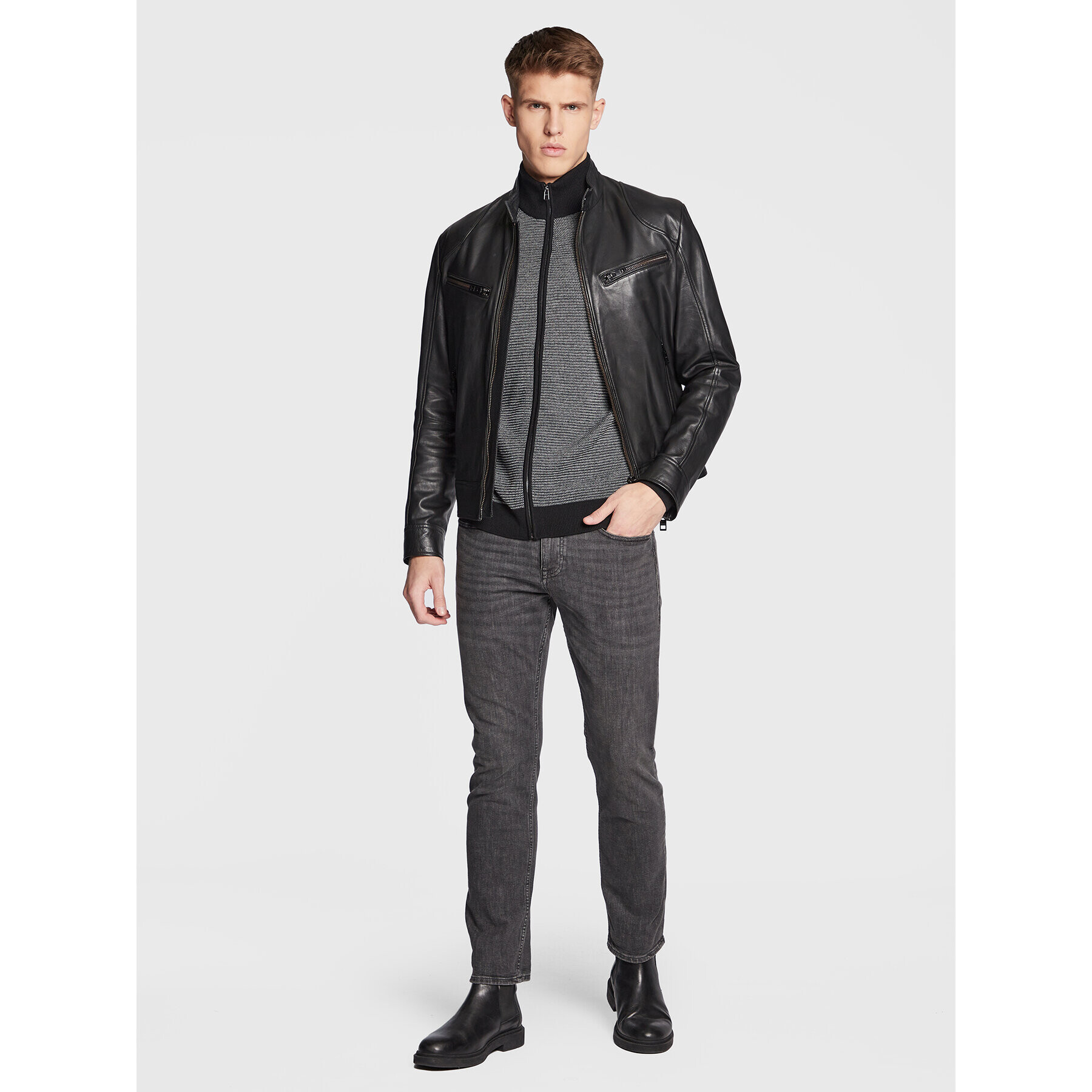 Boss Кардиган Ladriano 50477364 Черен Regular Fit - Pepit.bg
