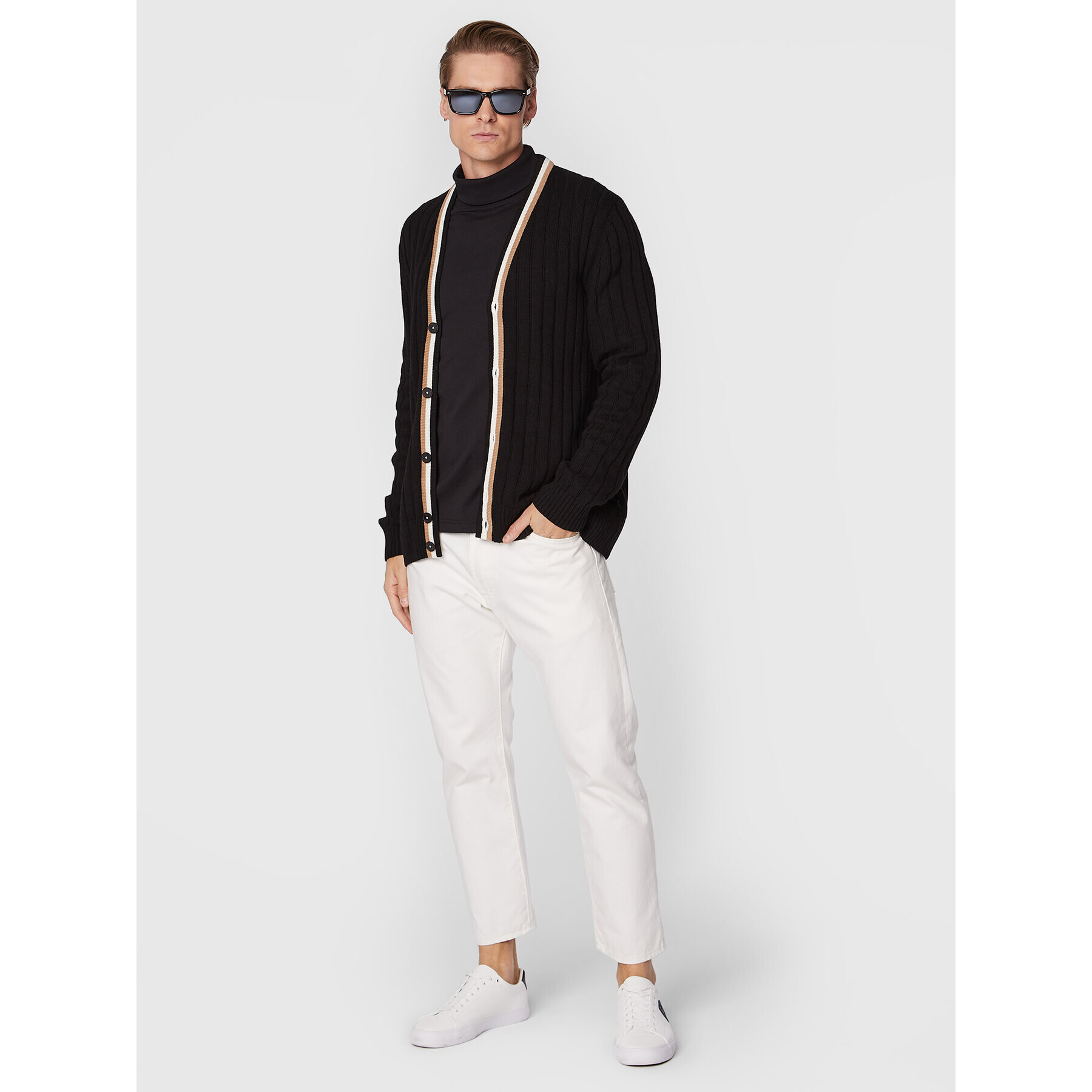Boss Кардиган Losilvio 50477348 Черен Relaxed Fit - Pepit.bg