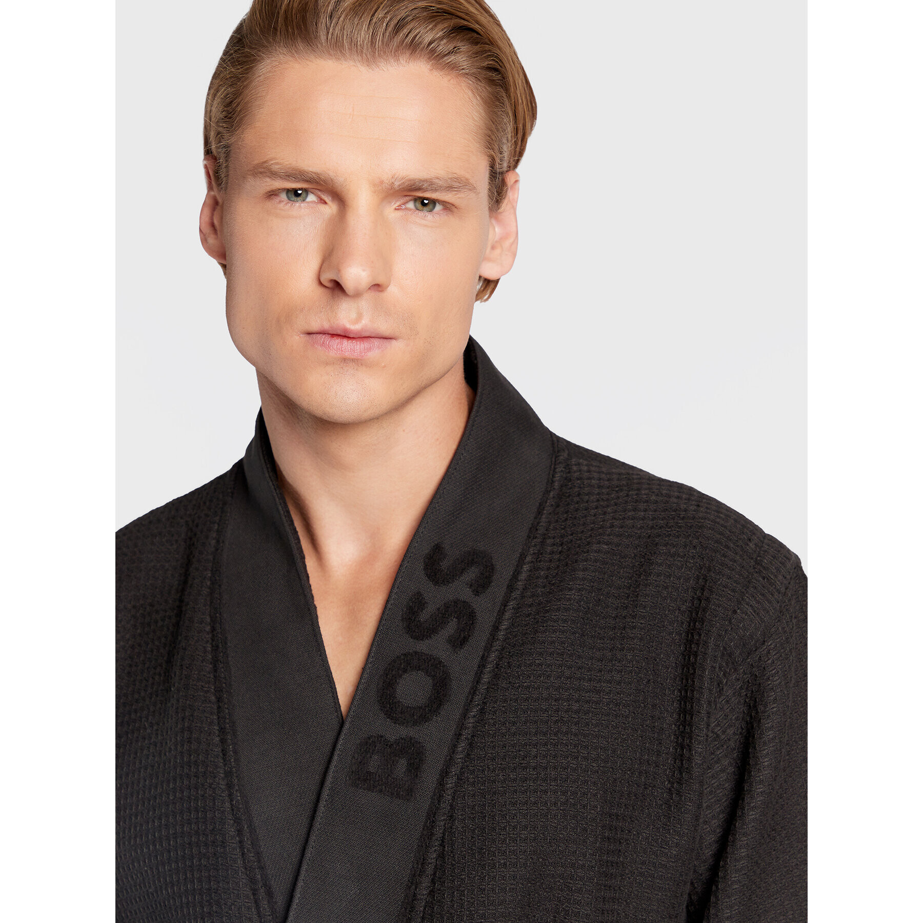 Boss Халат Waffle Kimono 50469787 Черен - Pepit.bg