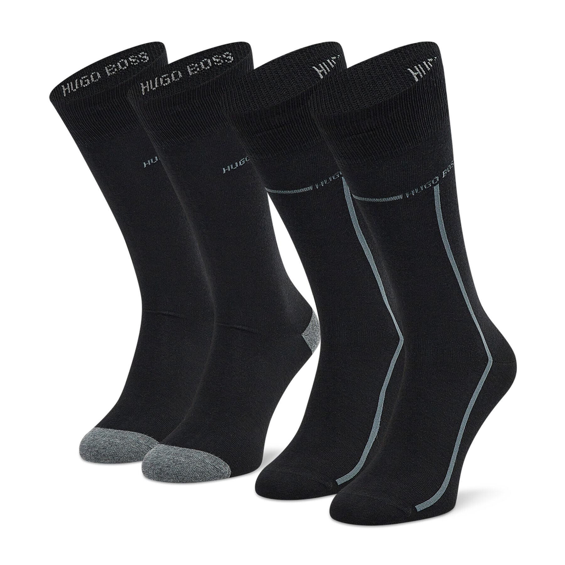 Boss Комплект 2 чифта дълги чорапи мъжки 2p Rs Logo Stripe Cc 50452810 Черен - Pepit.bg