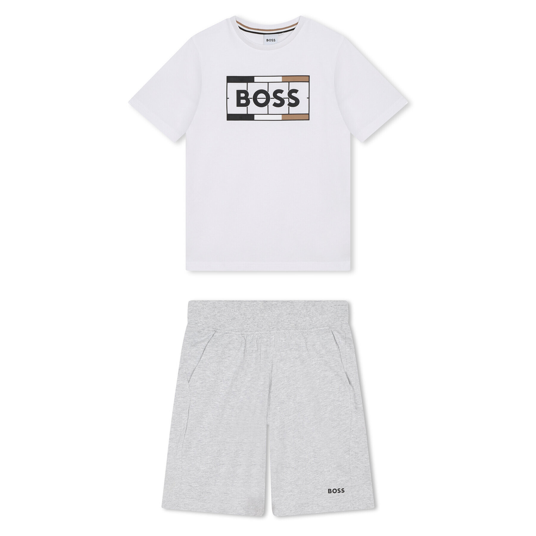 Boss Комплект тишърт и спортни шорти J28111 D Бял Regular Fit - Pepit.bg