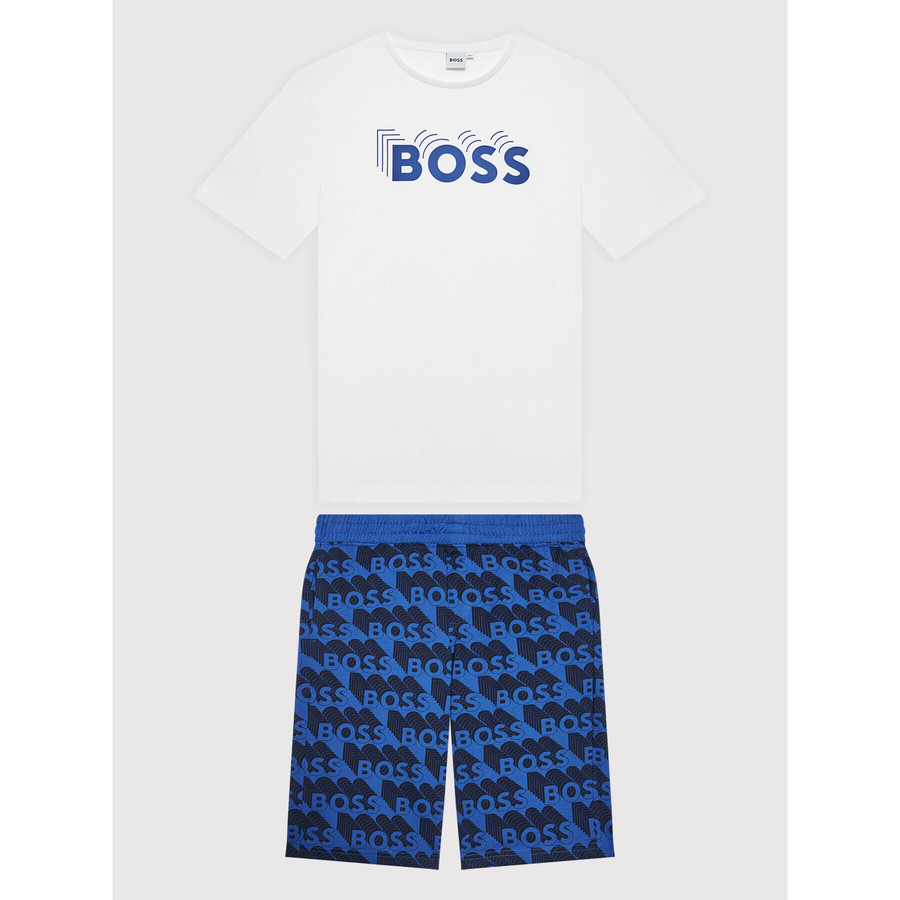 Boss Комплект тишърт и спортни шорти J28096 D Бял Regular Fit - Pepit.bg