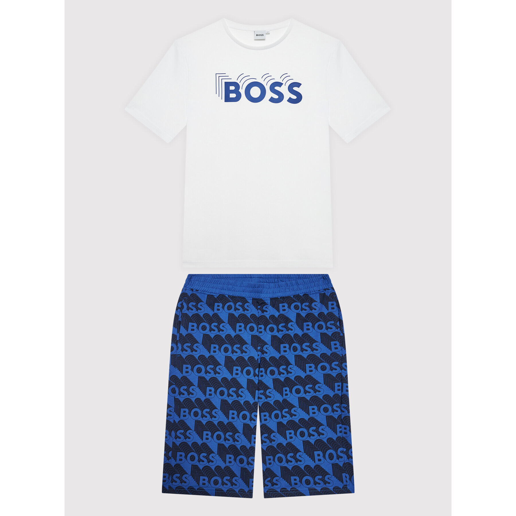 Boss Комплект тишърт и спортни шорти J28096 M Бял Regular Fit - Pepit.bg